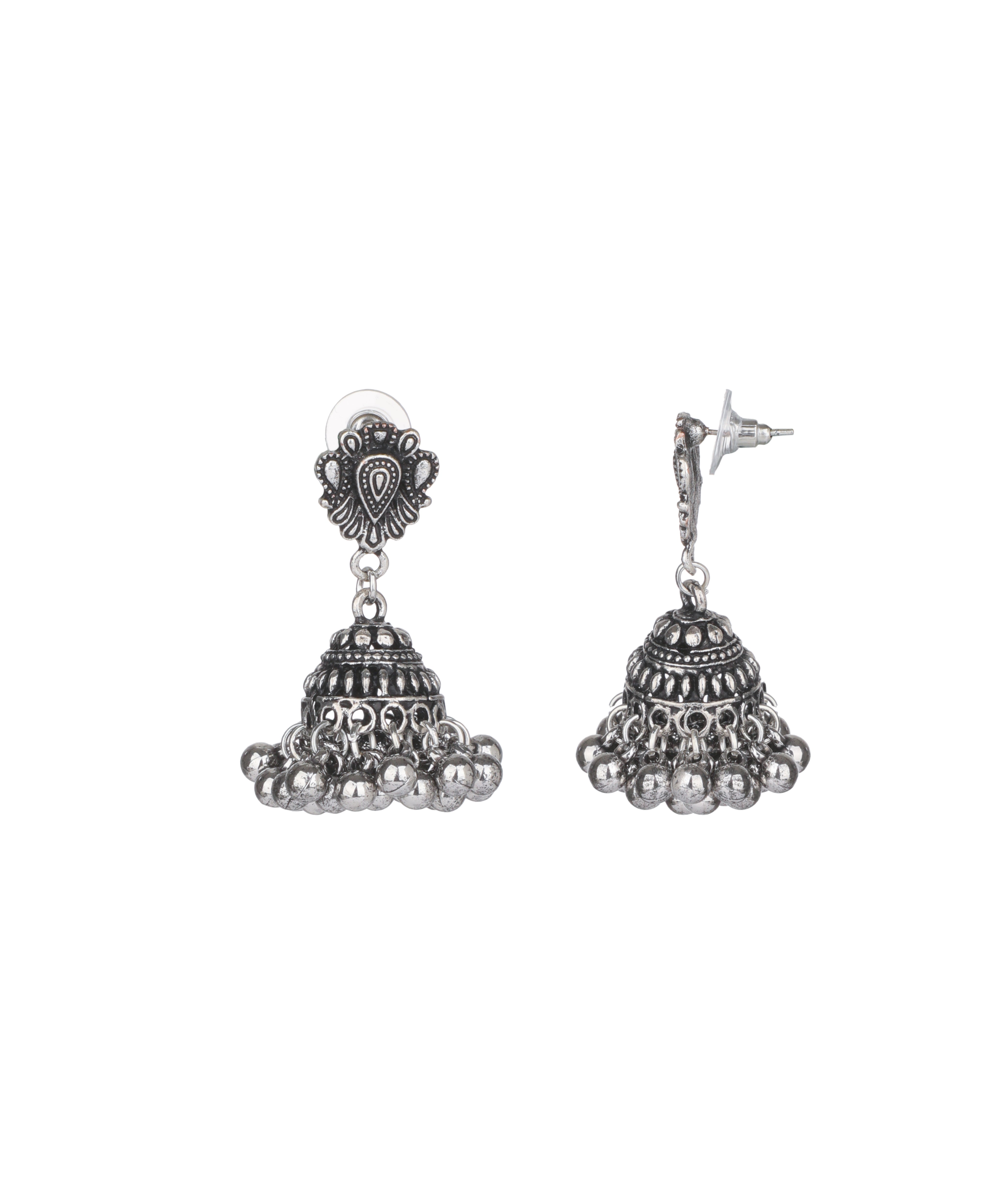 Crescent Jhumki Oxidised Necklace Set | Stylika