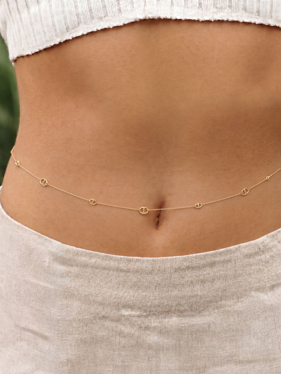 Interlinked Detail Waist Chain with Faux Pearl Drop | Stylika