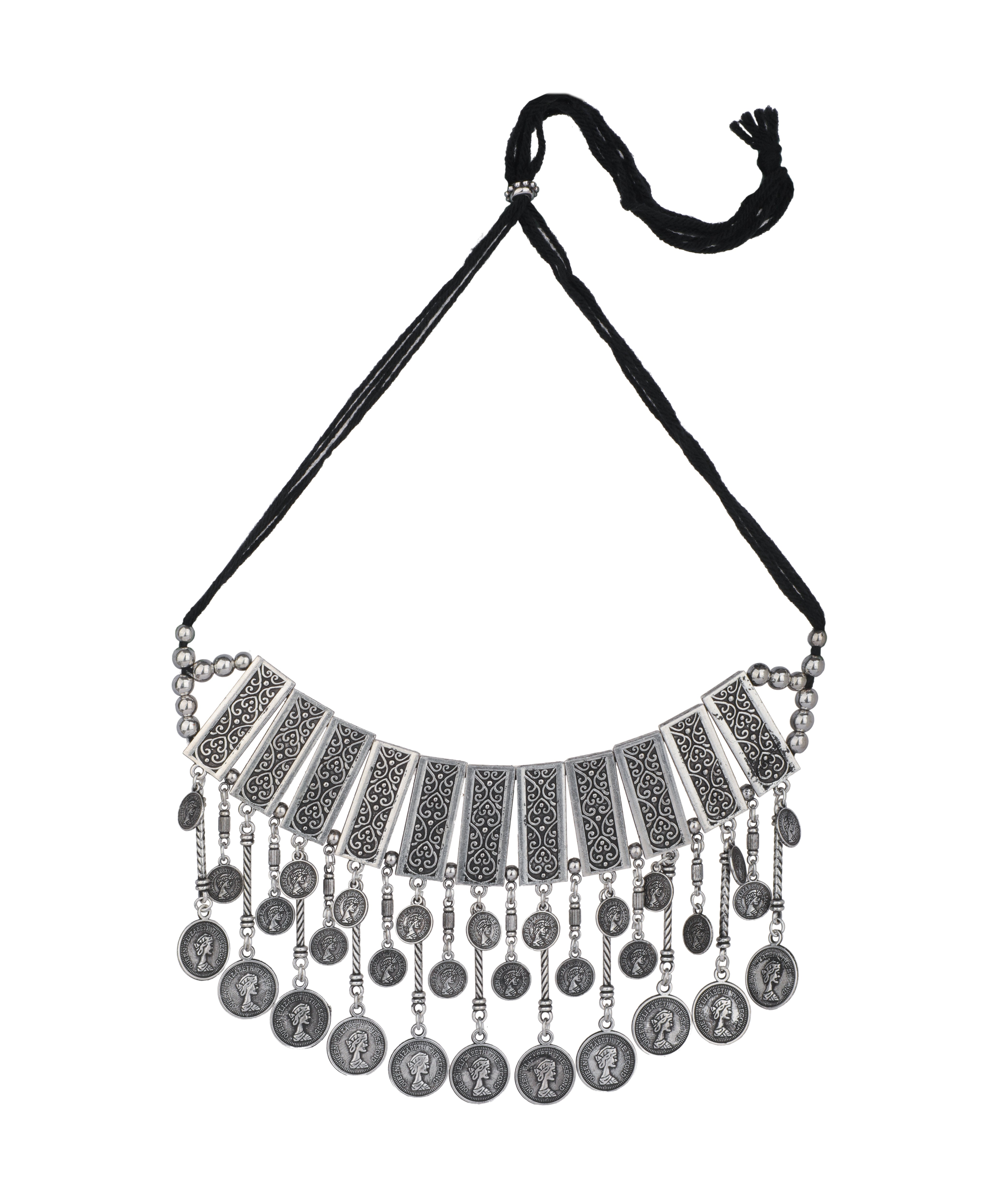 Scroll Panel Coin Necklace Set | Stylika