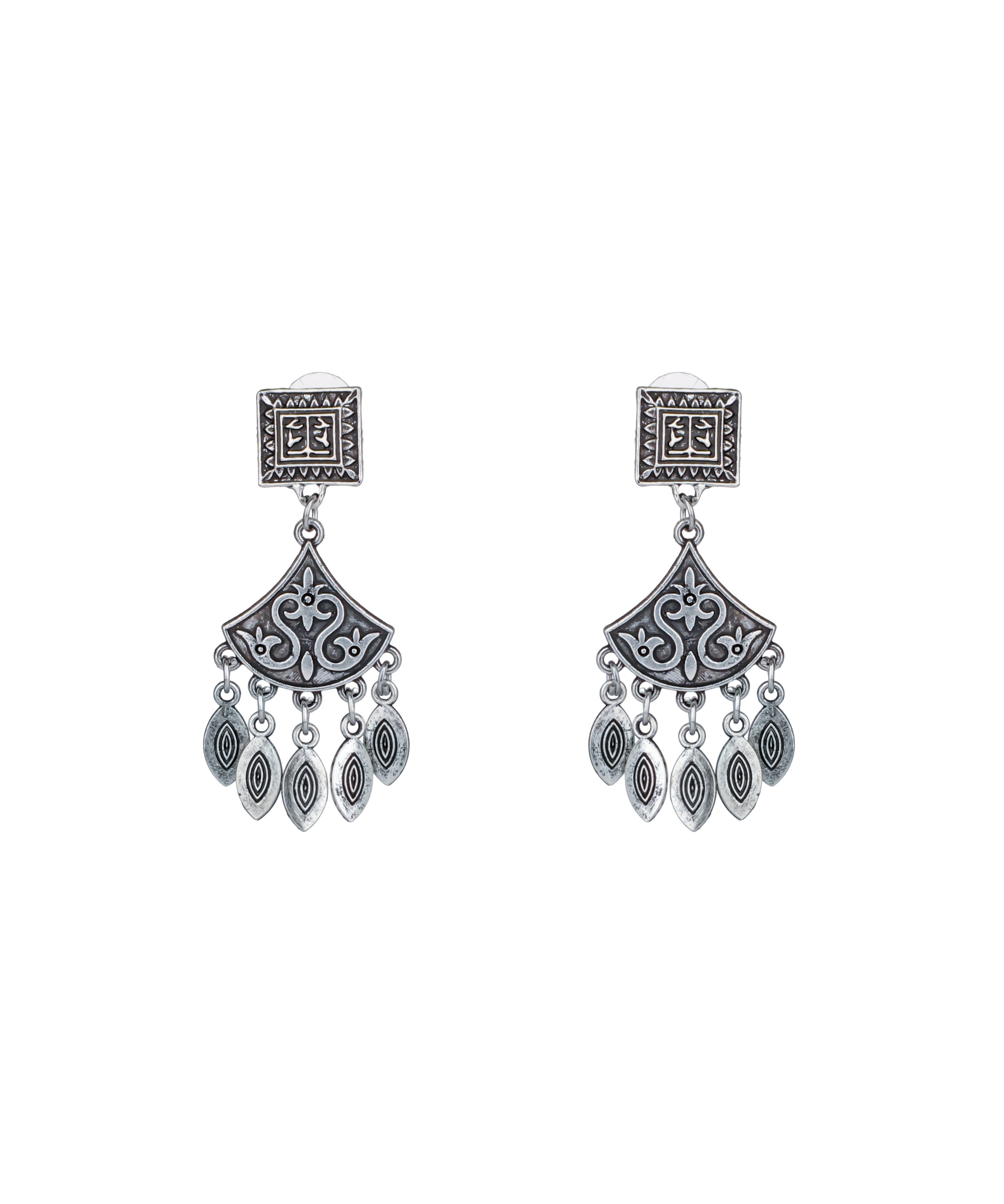Cascade Fan Oxidised Necklace Set | Stylika