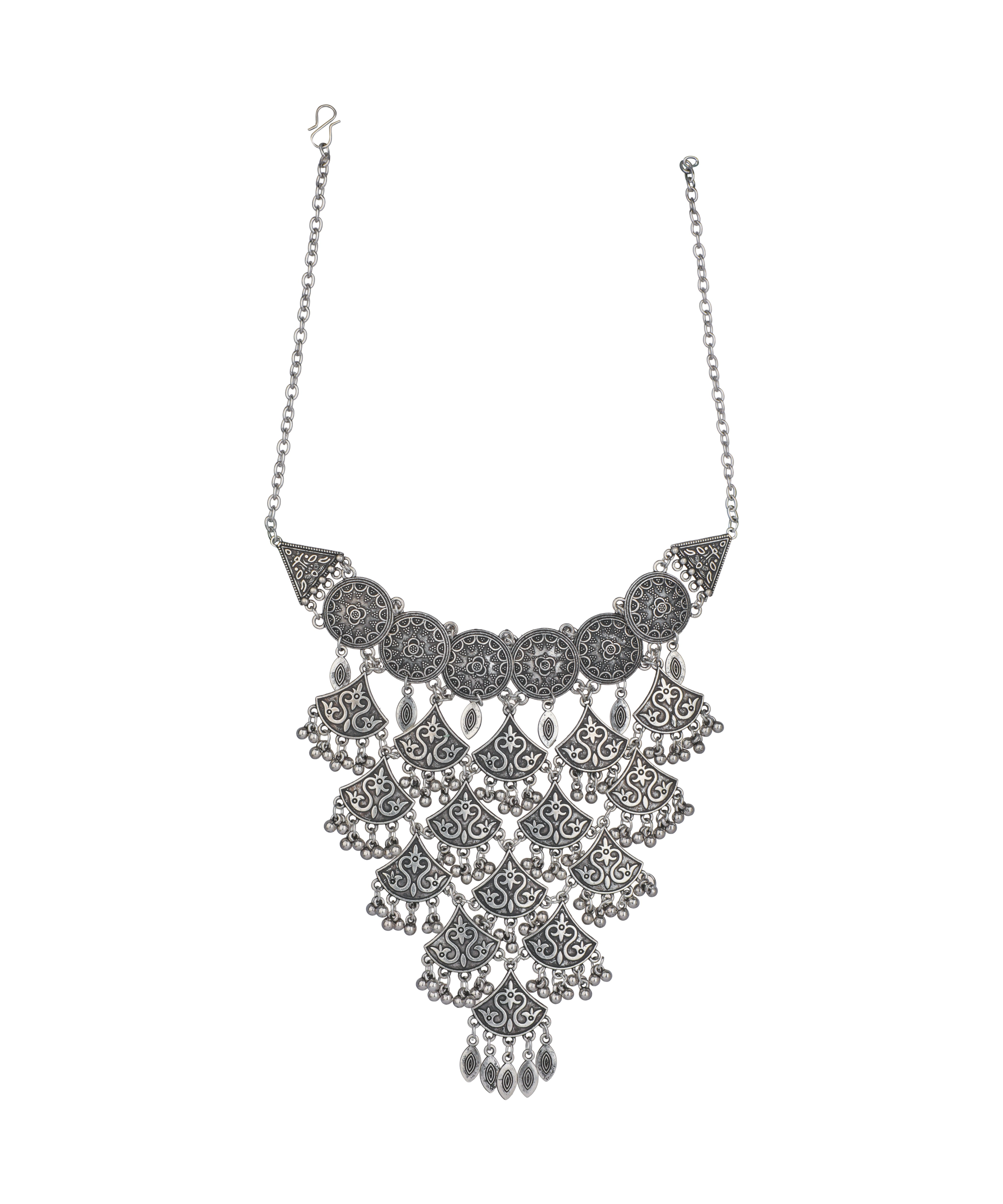 Cascade Fan Oxidised Necklace Set | Stylika