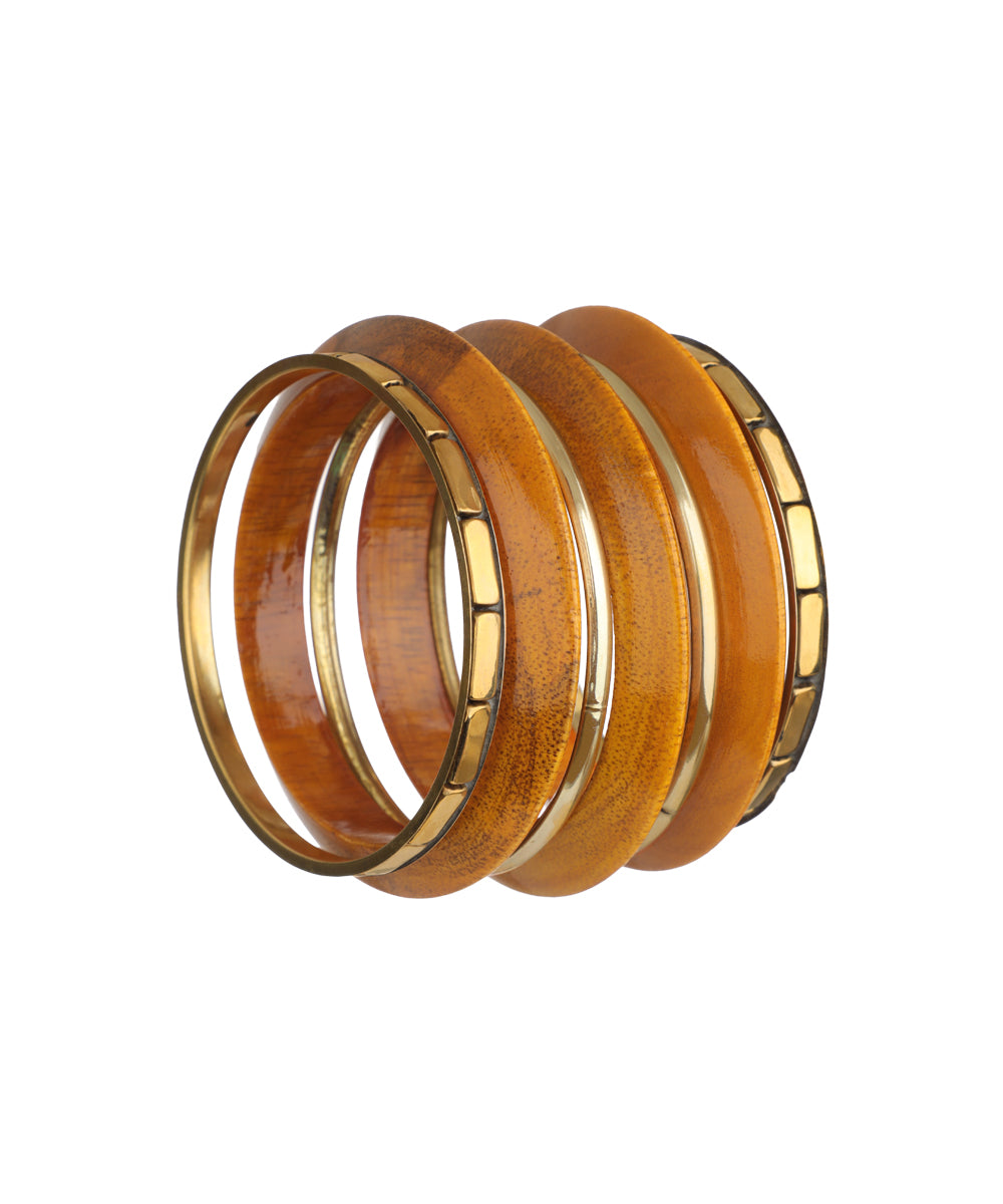 Layered Textured Wooden Stackable Kada Set | Stylika
