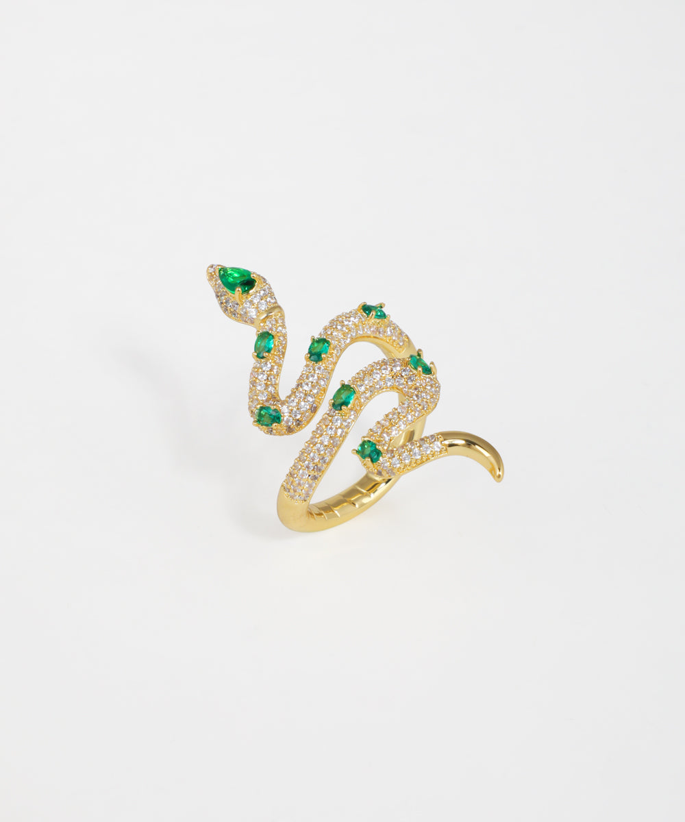 Statement serpent ring with pavΓ© crystal detailing