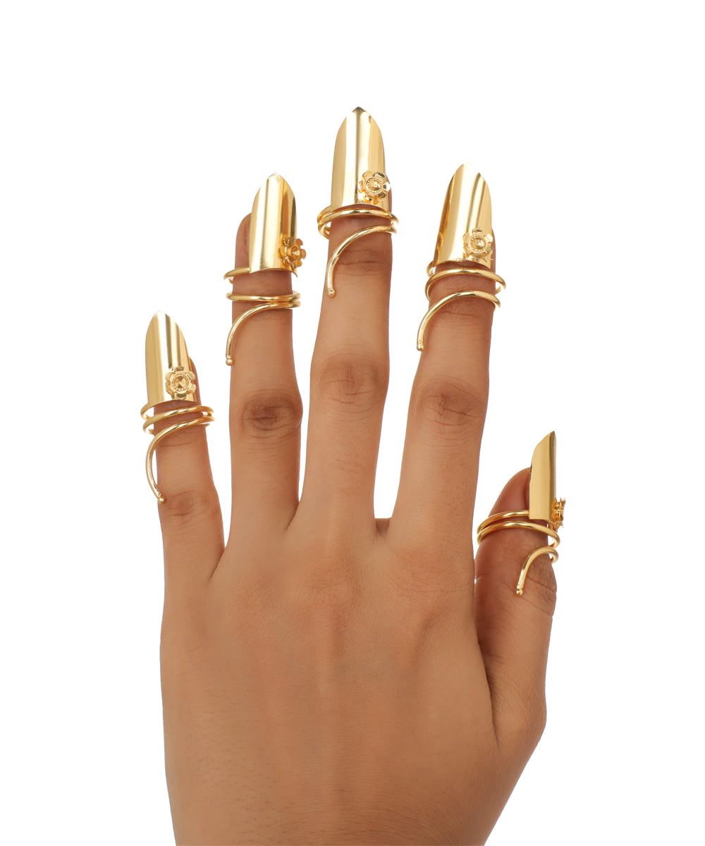 Contemporary Spiral Floral Nail Crowns Set (Set of 5) | STYLIKA