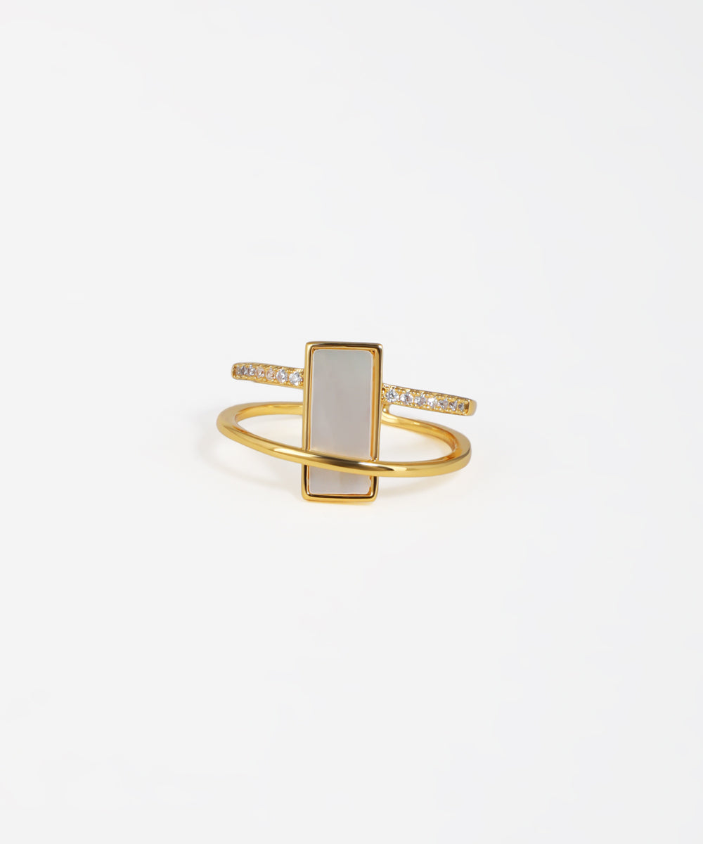 Double Bar Geometric Open Ring | Stylika