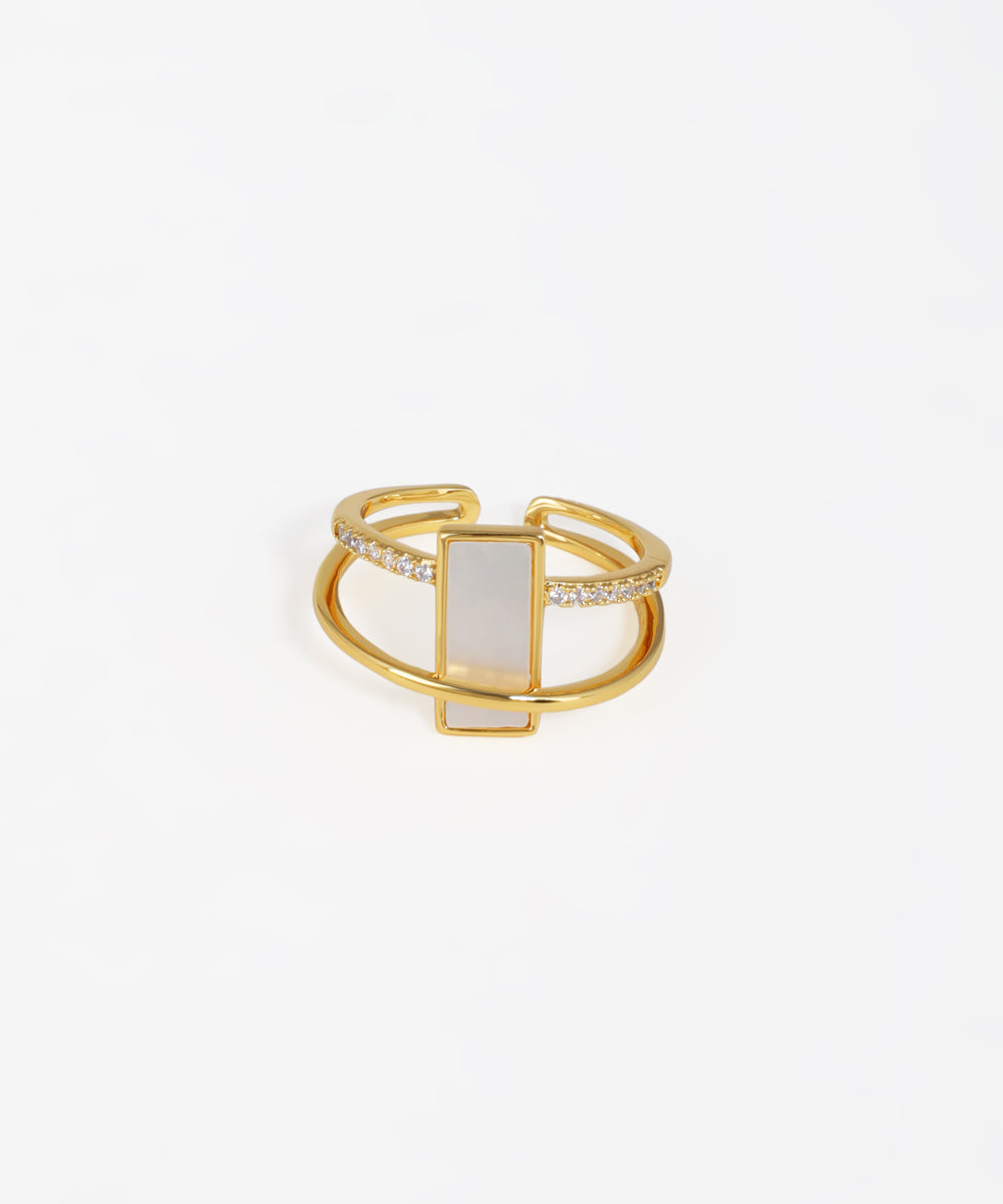 Double Bar Geometric Open Ring | Stylika