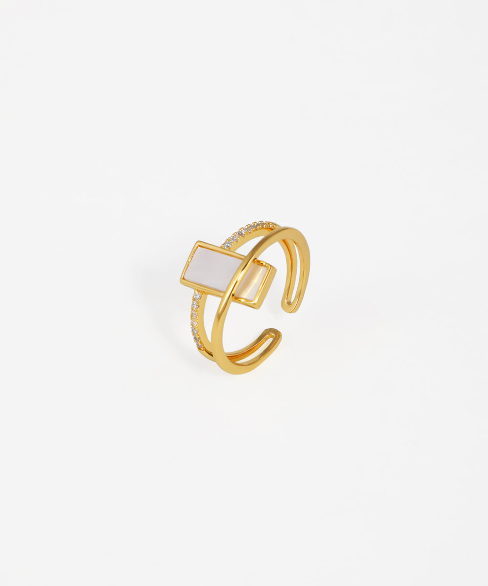 Double Bar Geometric Open Ring | Stylika