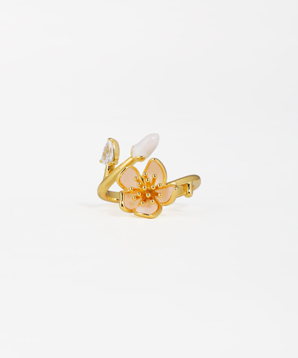 Enamel Blossom Bud Open Ring | Stylika