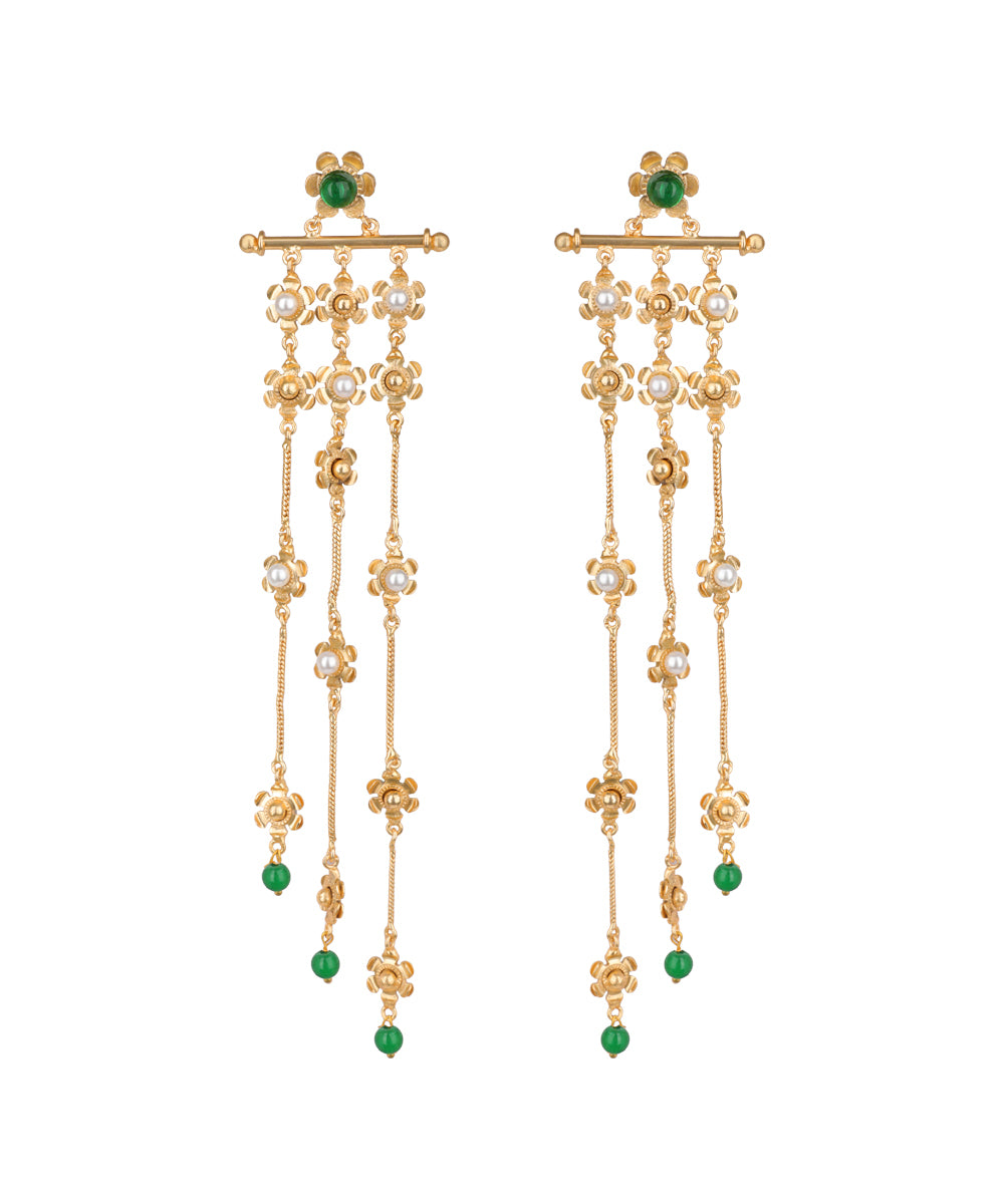 Floral Motif Multi Strand Drop Earrings | Stylika