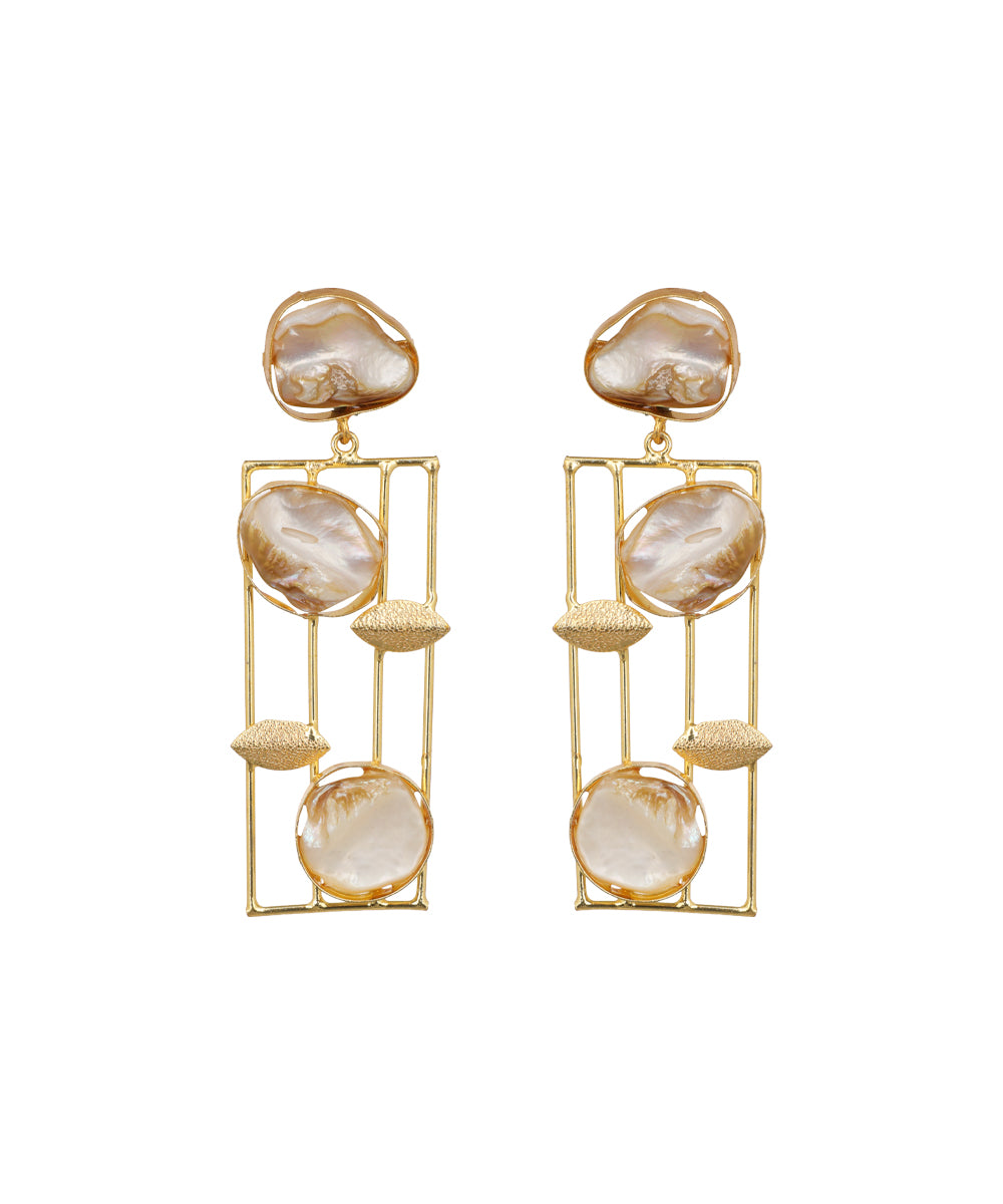 Abstract Rectangular Frame Drop Earrings | Stylika