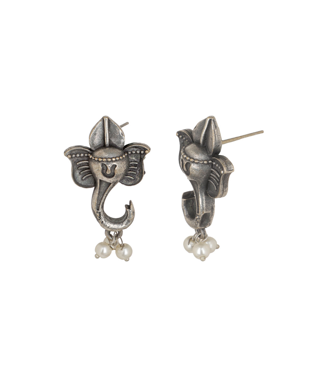 Ganesha Drop Earrings with Pearl | Stylika