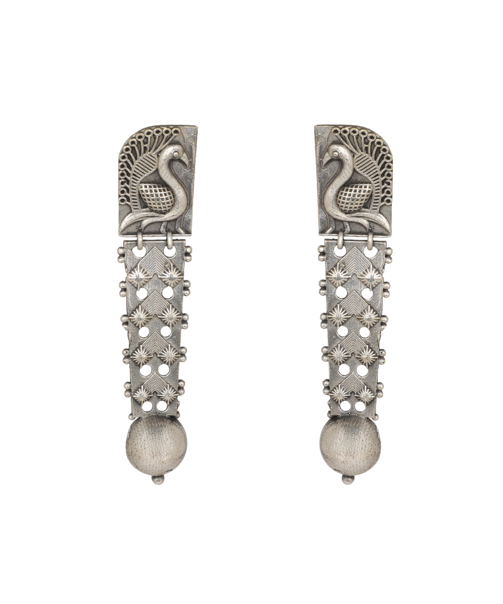 Peacock Motif Textured Drop Earrings | Stylika