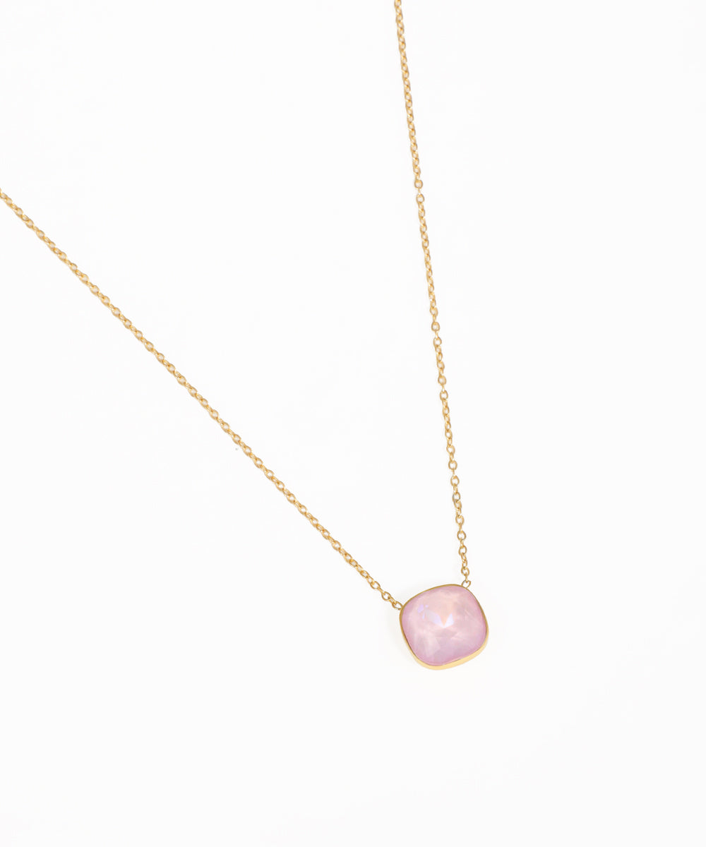 Minimalist pendant necklace with turquoise-colored square charm