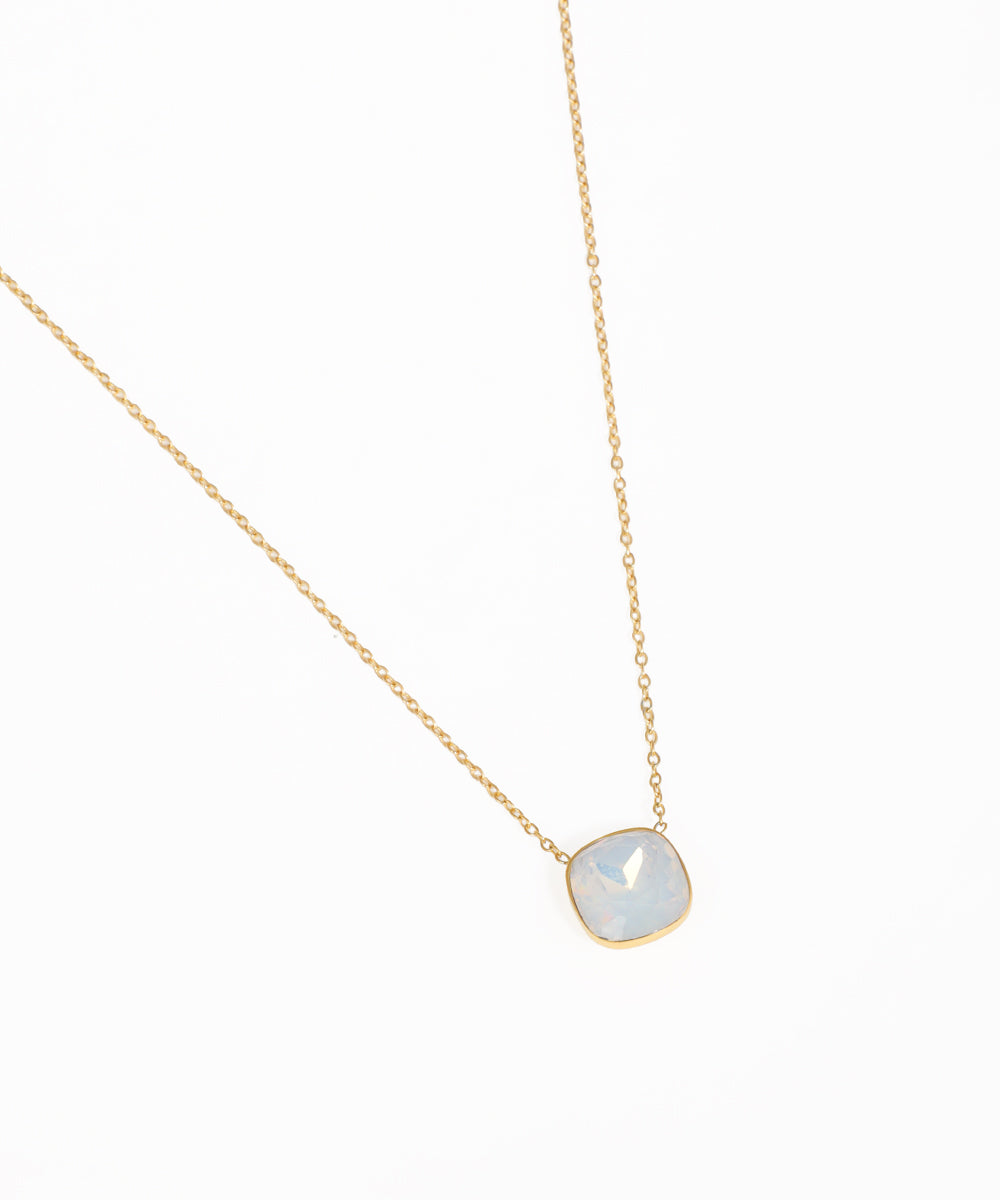 Simple gold chain necklace with modern turquoise pendant
