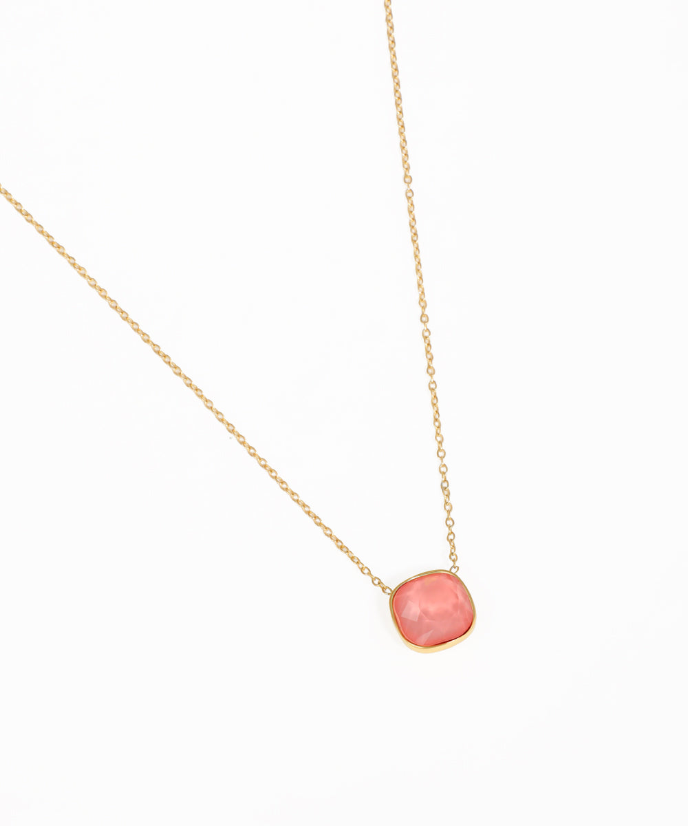 Gold chain necklace with turquoise gemstone pendant