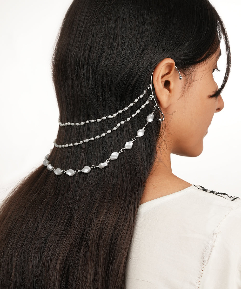 Layered Beads Ear Cuff Hair Chain | STYLIKA