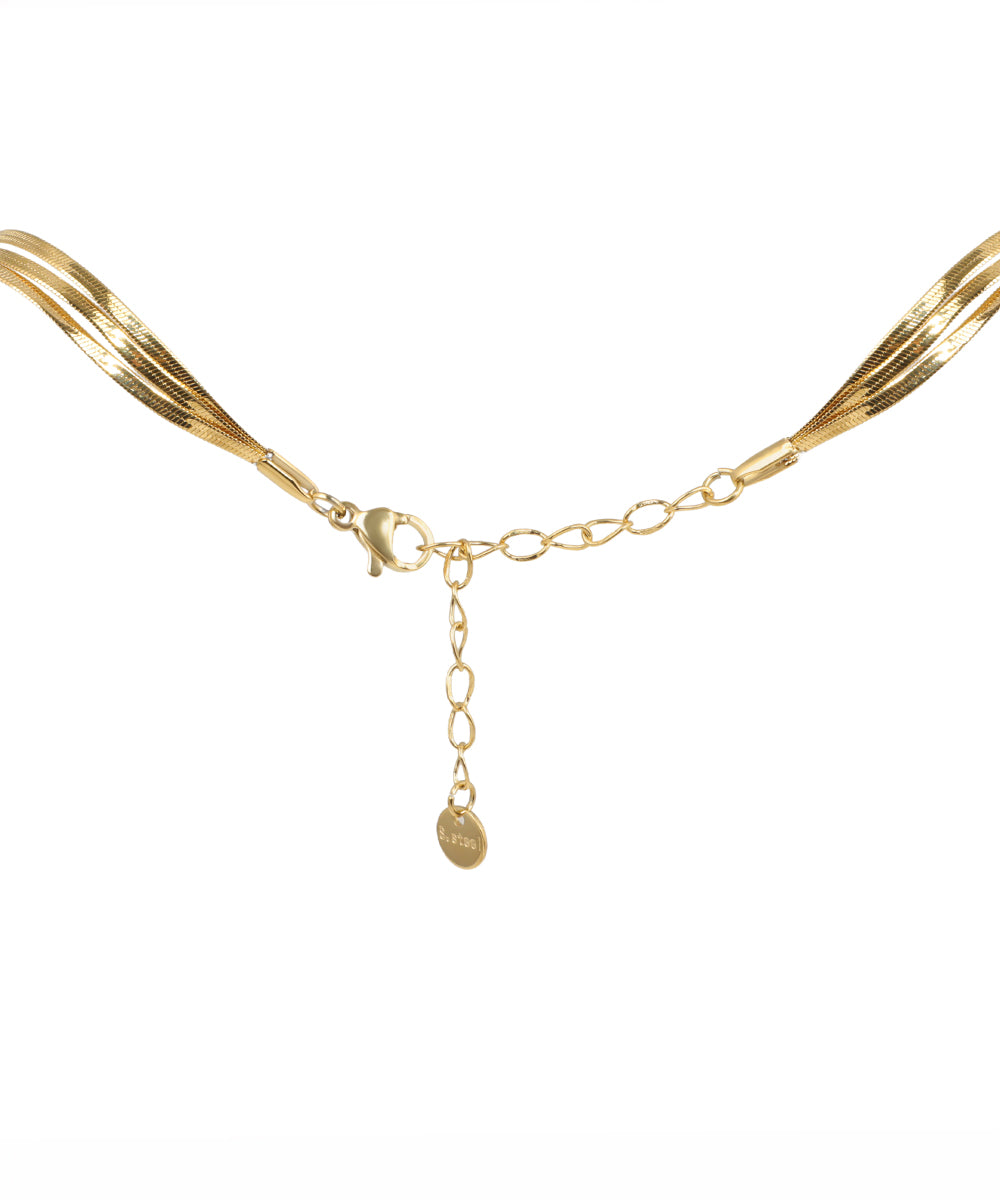 Refined gold-tone necklace featuring a square gemstone pendant