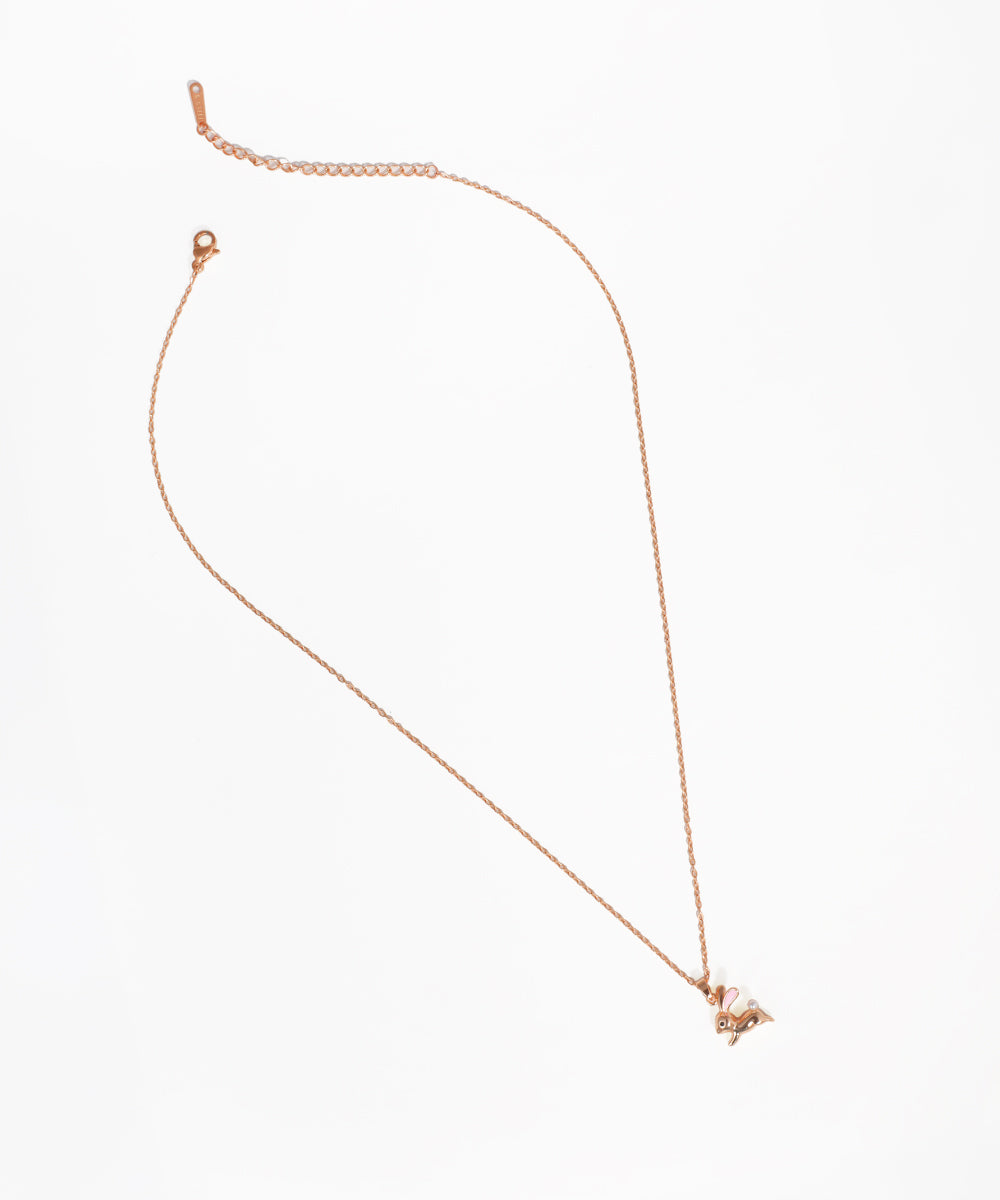 Dainty bunny charm necklace for women in gold finish