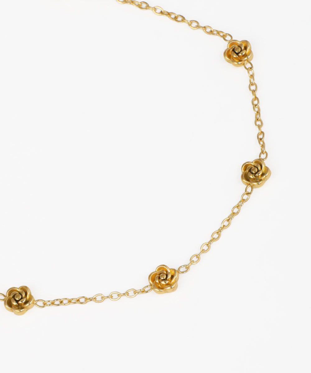 Delicate Rose Motif Chain Bracelet with Extender | Stylika
