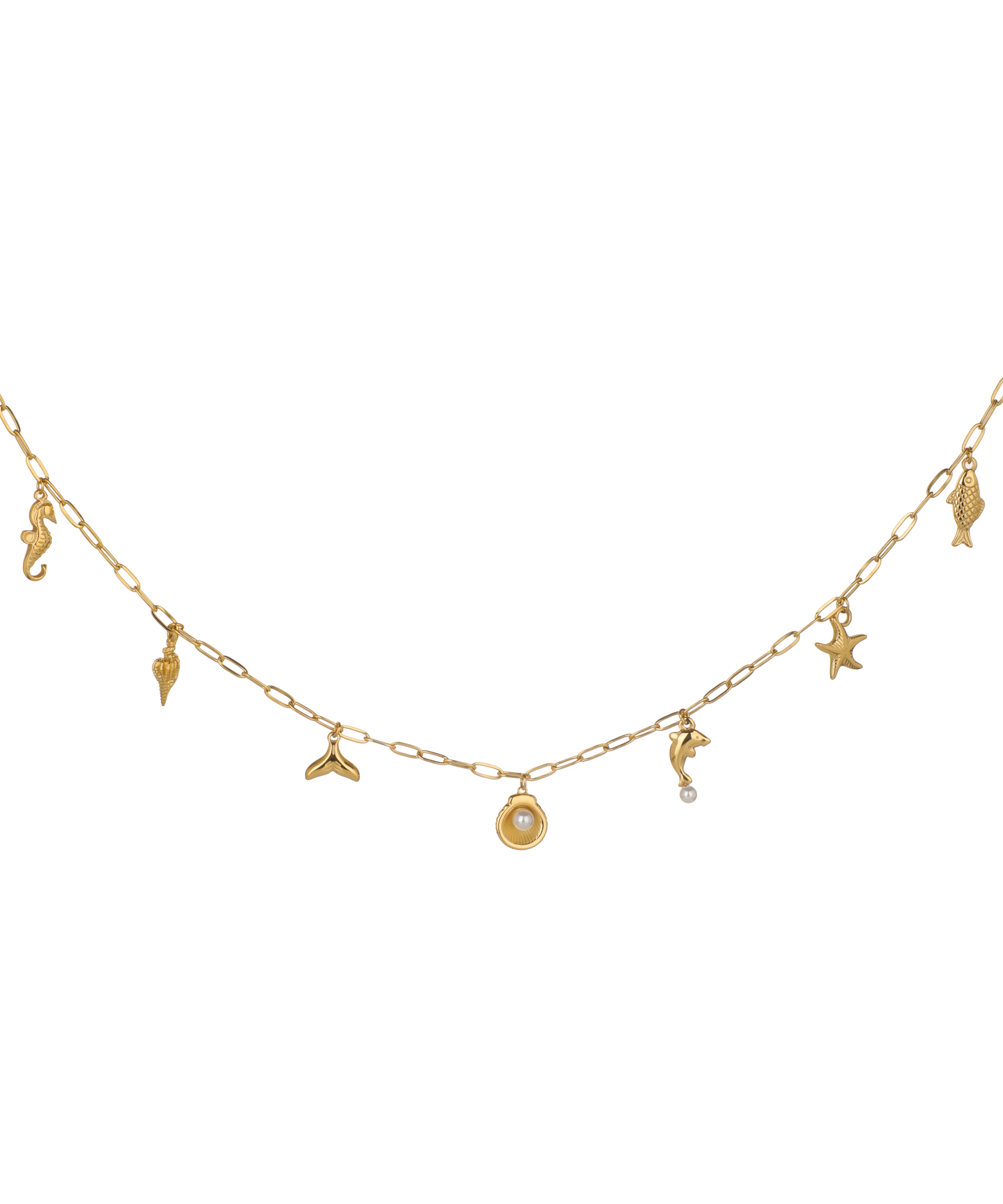 Delicate Elongated Link Marine Charms Waist Chain | Stylika