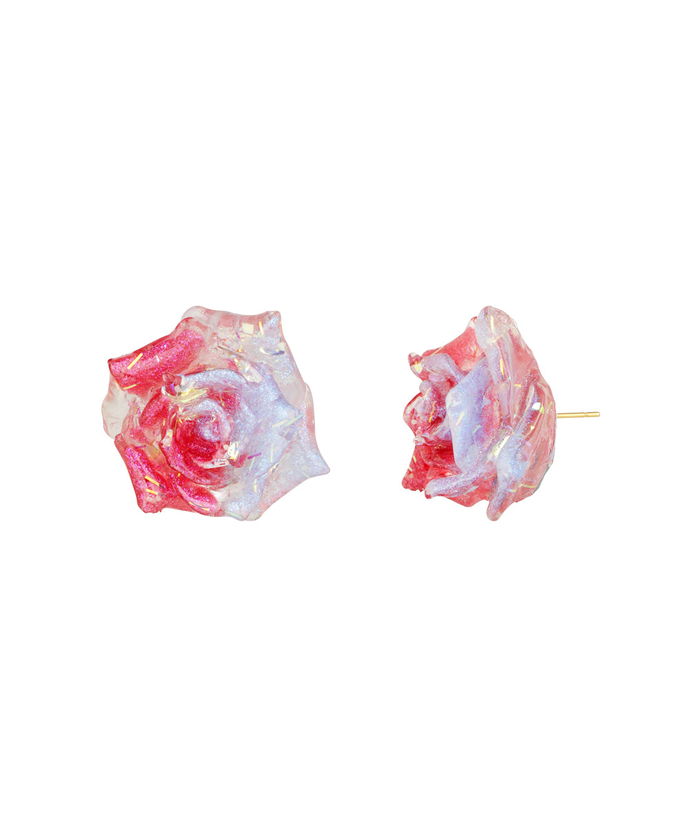 Iridescent Fuchsia Rose Stud Earrings | Stylika