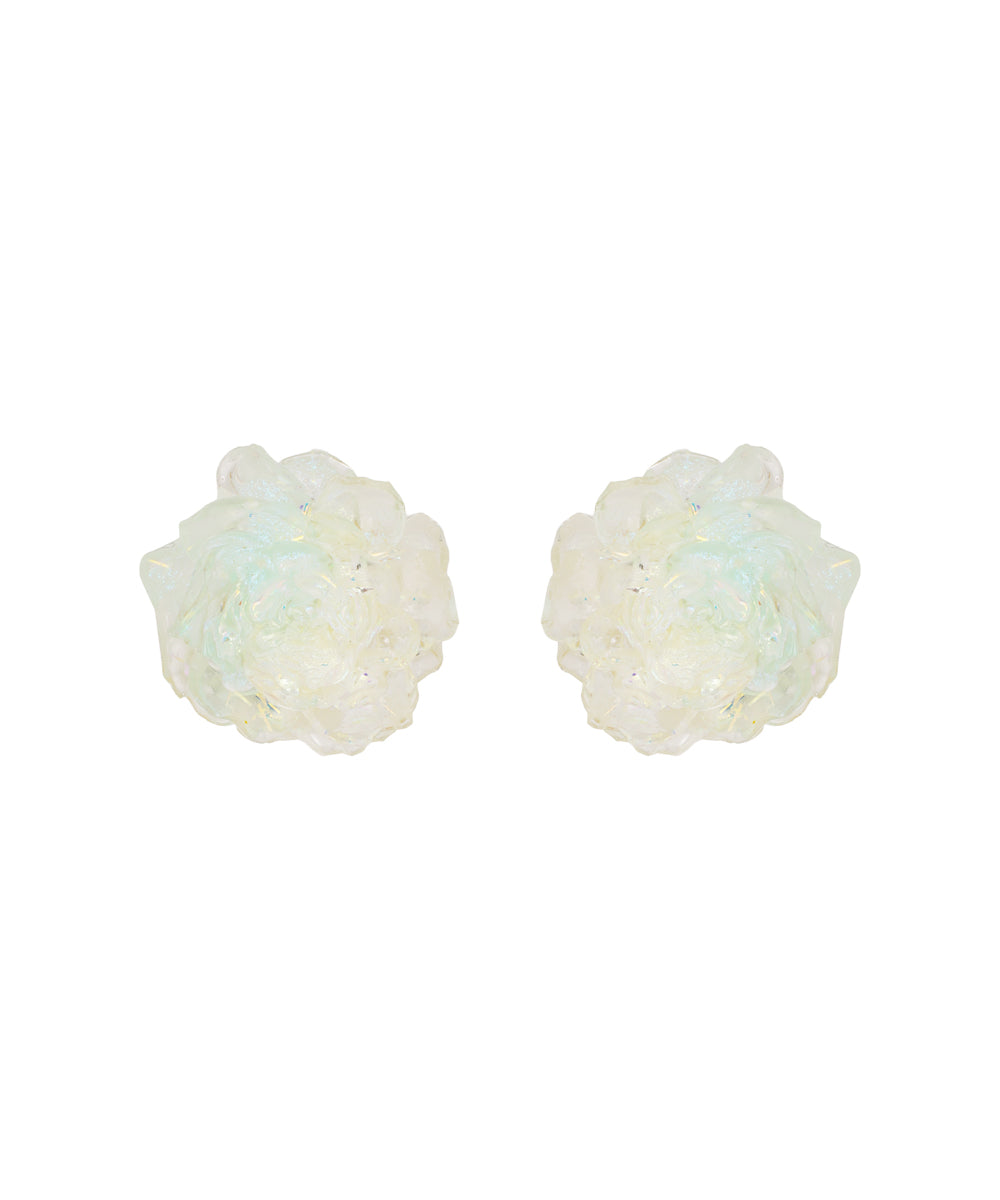 Iridescent Ivory Rose Stud Earrings | Stylika