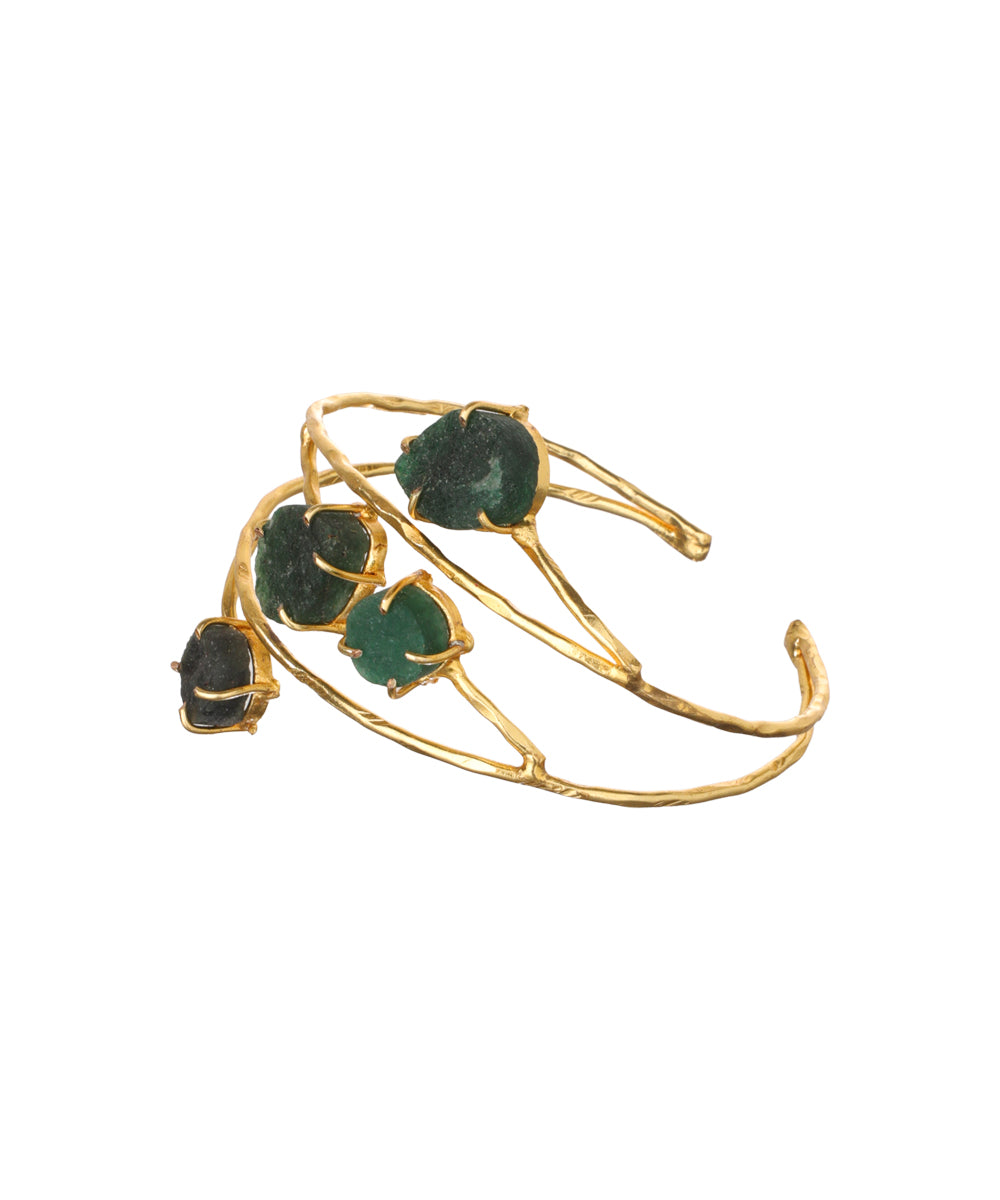 Organic Multi Stone Wrap Open Cuff Bracelet | Stylika