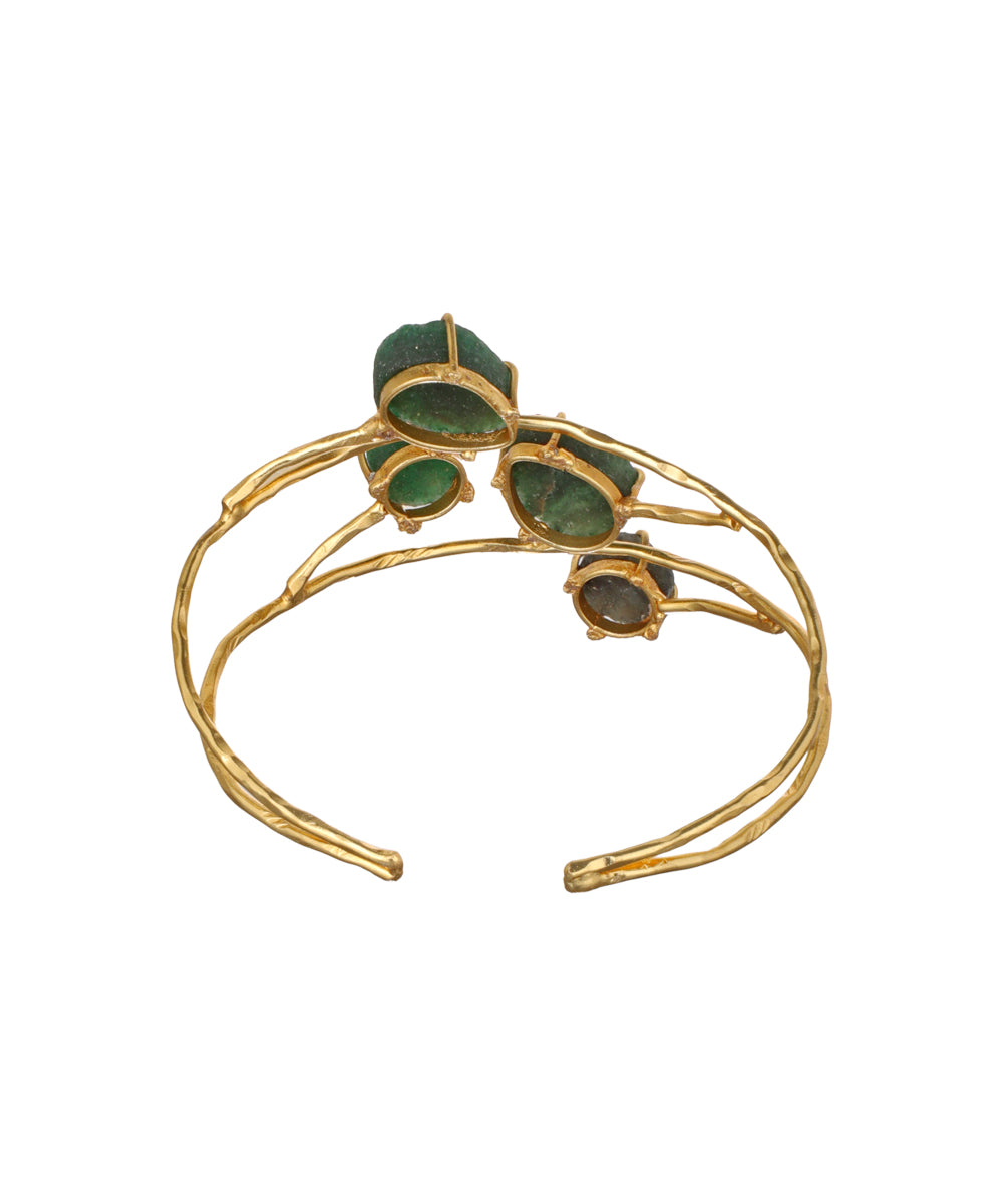 Organic Multi Stone Wrap Open Cuff Bracelet | Stylika