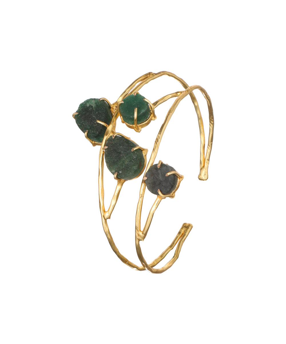 Organic Multi Stone Wrap Open Cuff Bracelet | Stylika