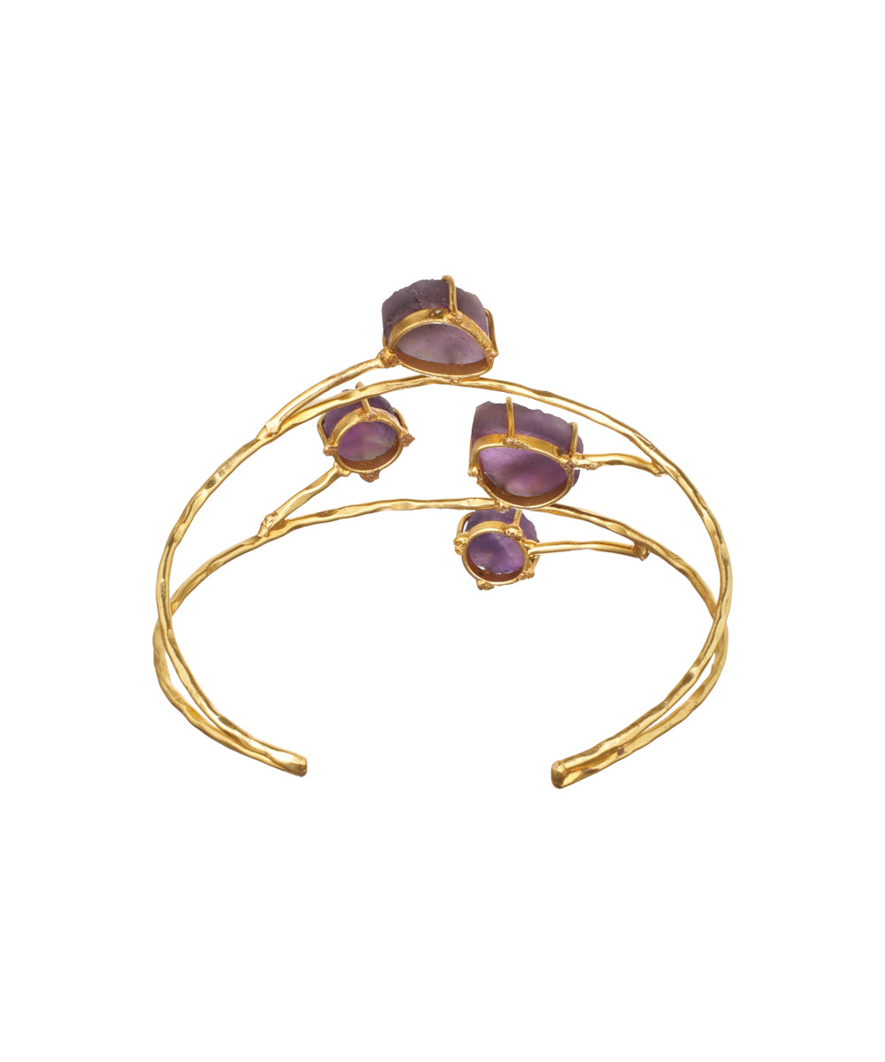 Organic Multi Stone Wrap Open Cuff Bracelet | Stylika