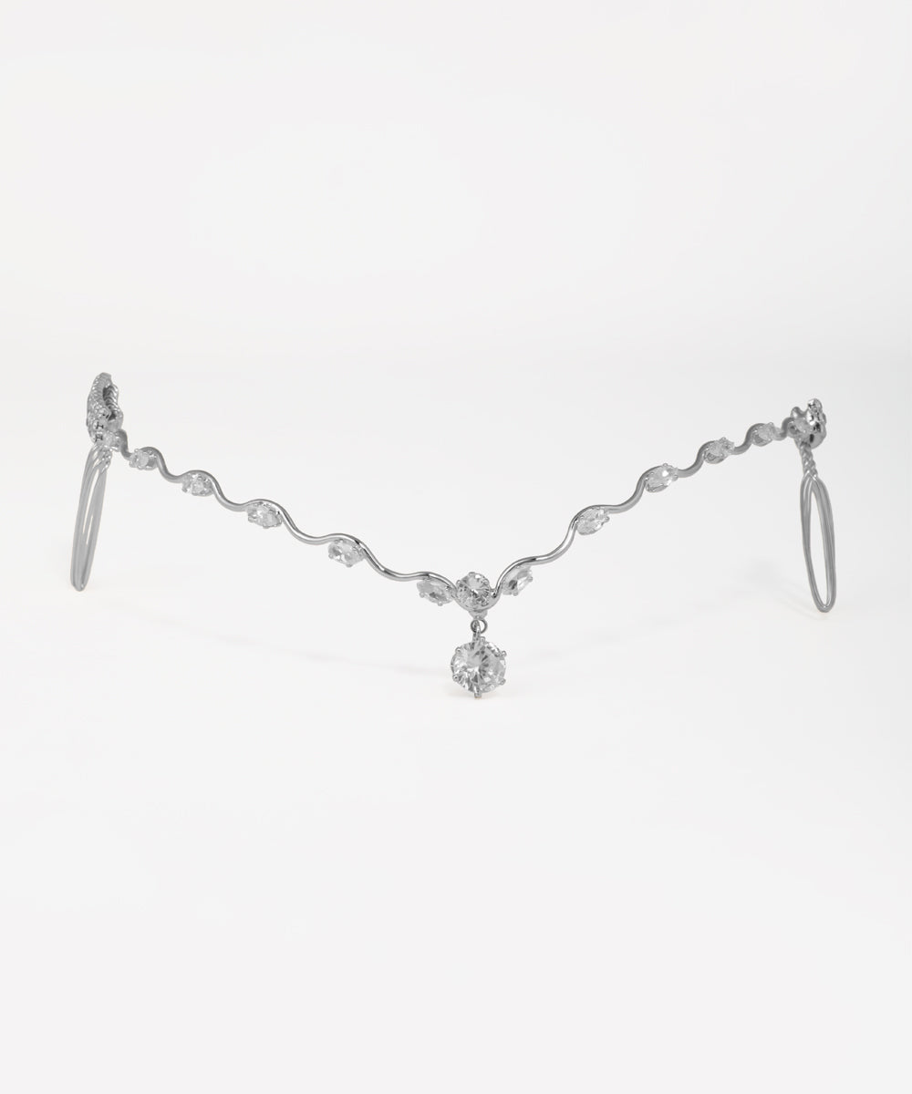 Wavy bridal headpiece with sparkling crystal drop embellishments