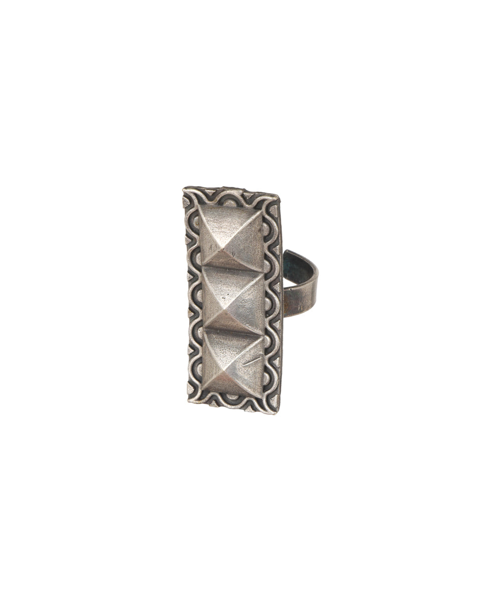 Geometric Pyramid Statement Oxidised Ring | Stylika