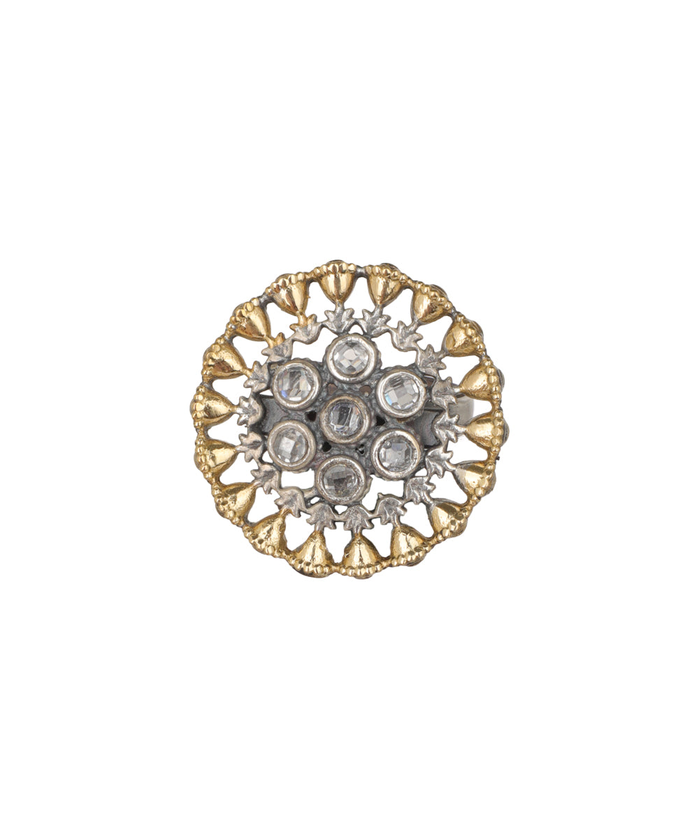 Fluted Halo Kundan Ring | Stylika