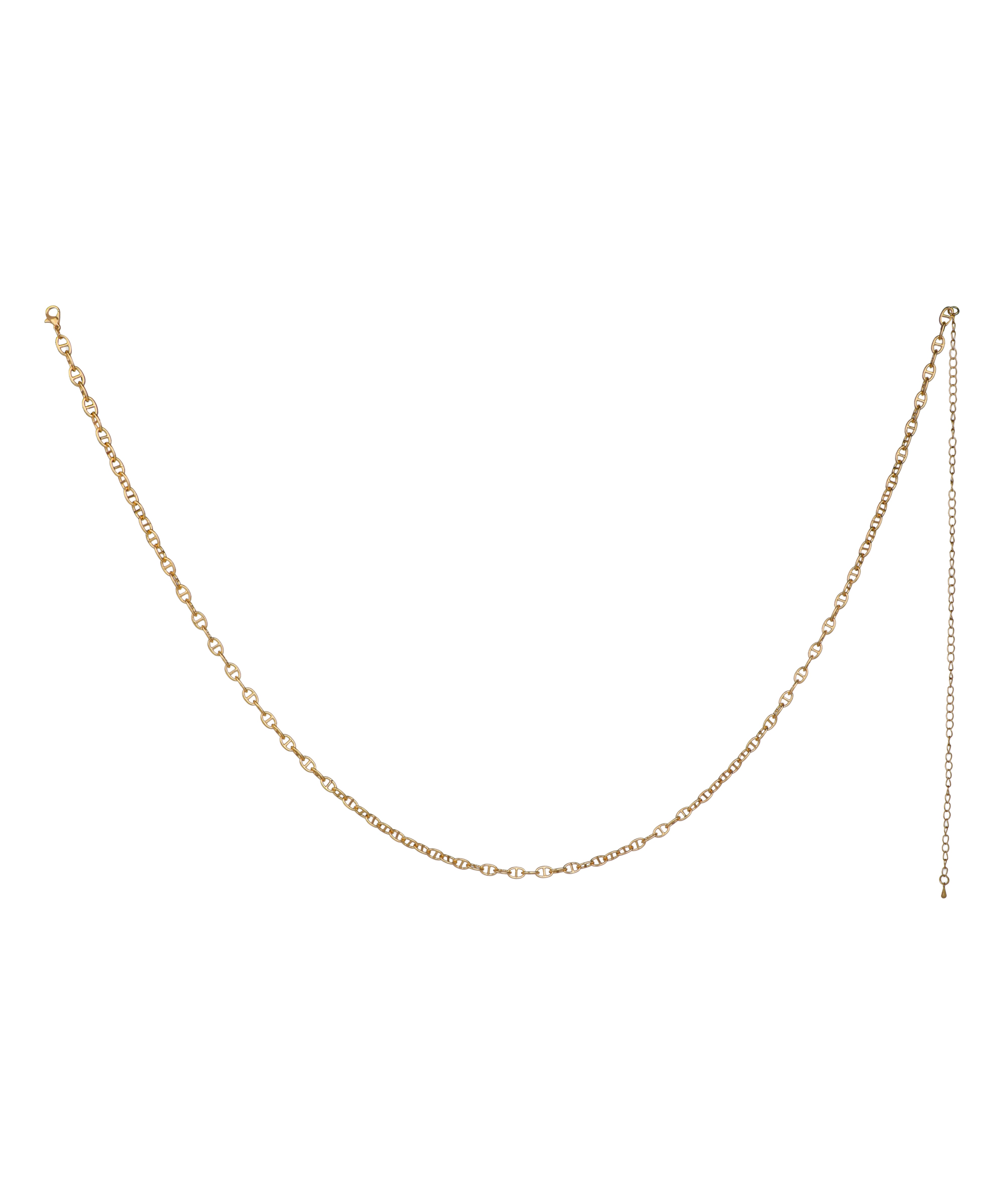 Gold-tone waist chain with delicate mariner link design and extender