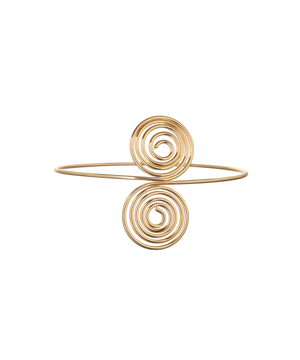 Gold-tone arm cuff with double spiral design