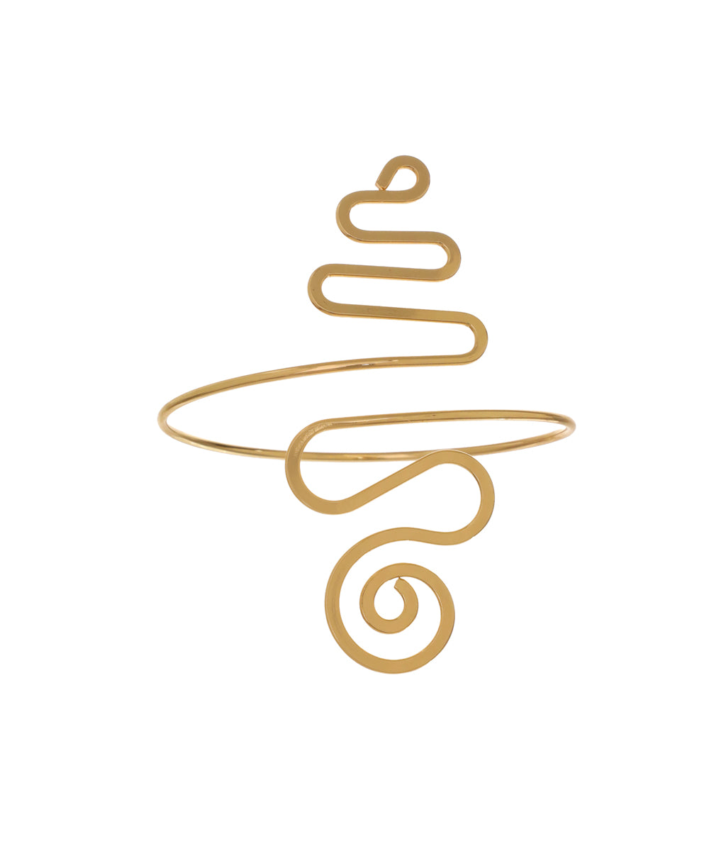 Gold-tone arm cuff with abstract wavy and spiral design