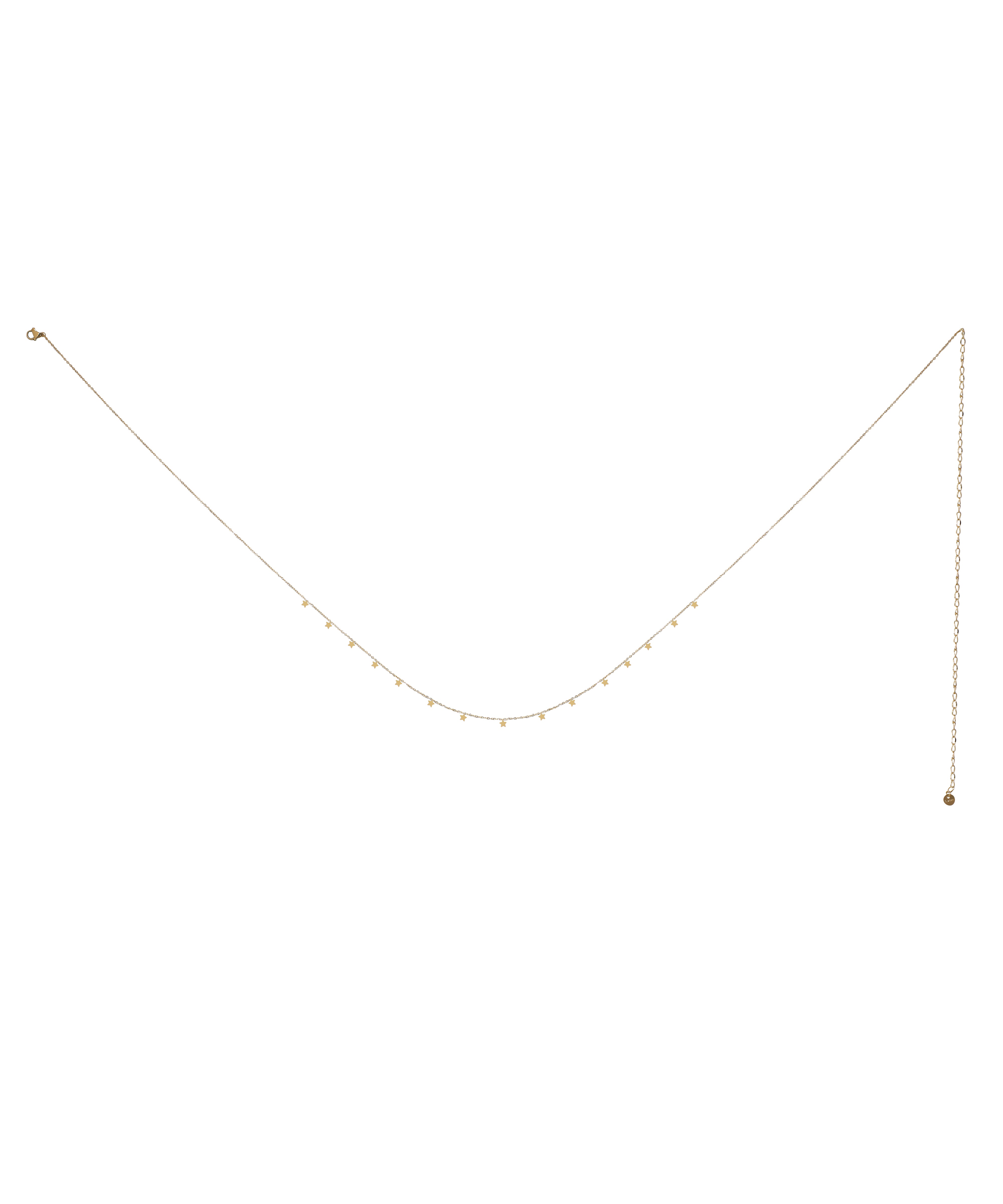 Gold-tone waist chain with small disc details and extender