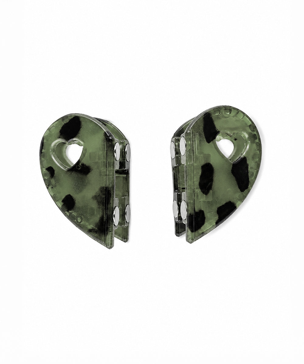 Moss Green Heart Magnetic Hair Clip | Stylika