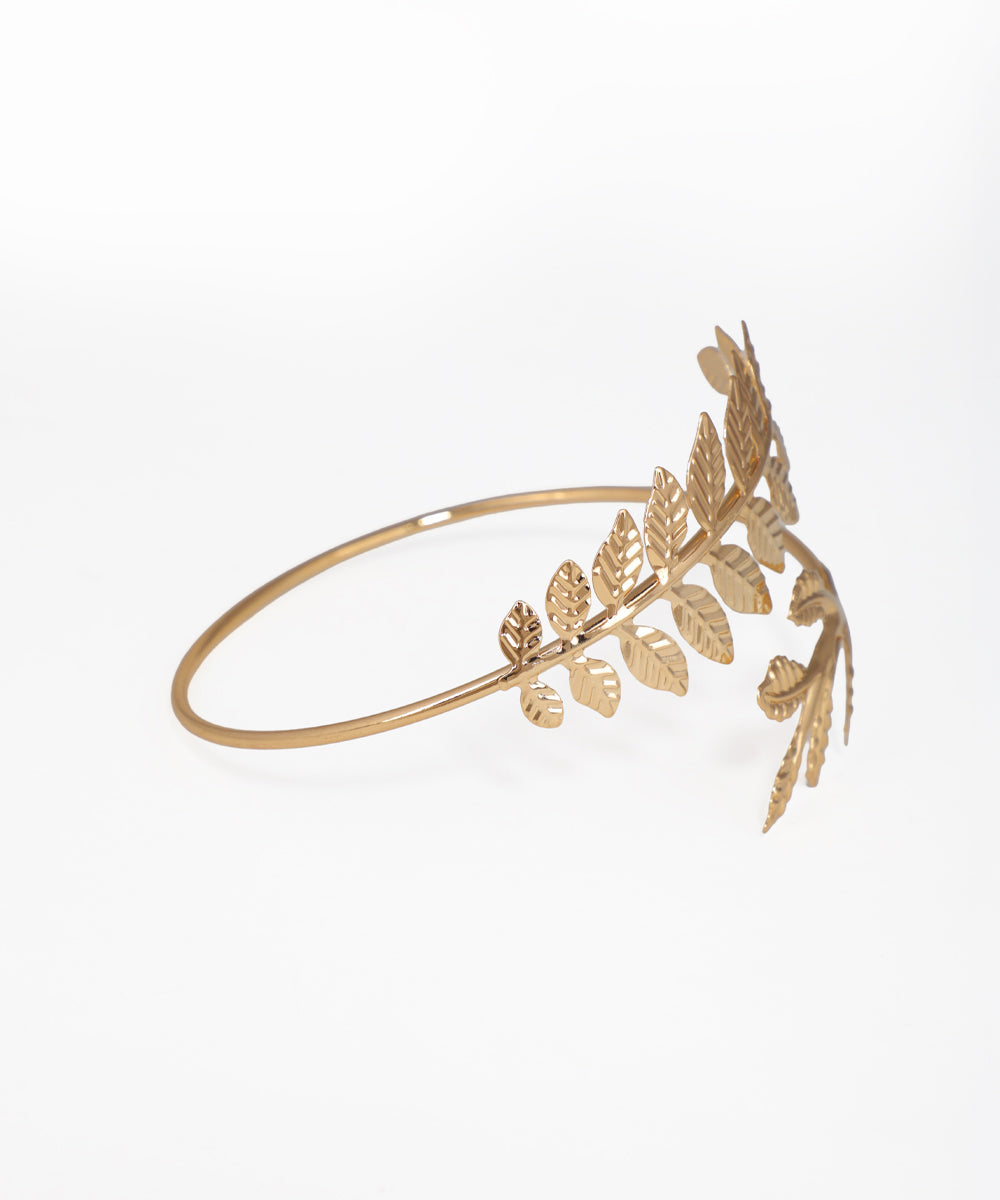 Gold leaf bracelet on a white background