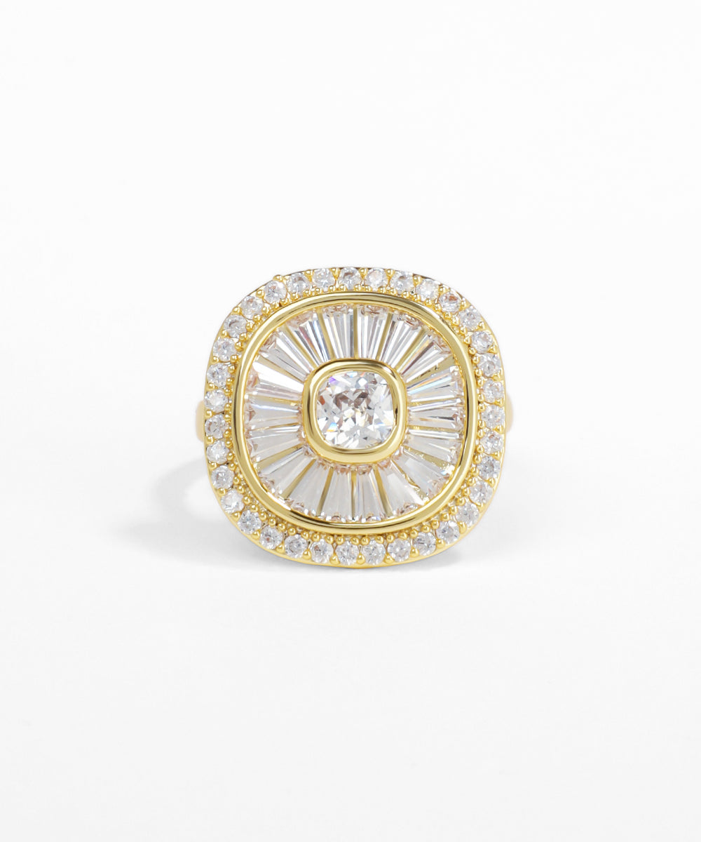 Gold and diamond earring on a white background