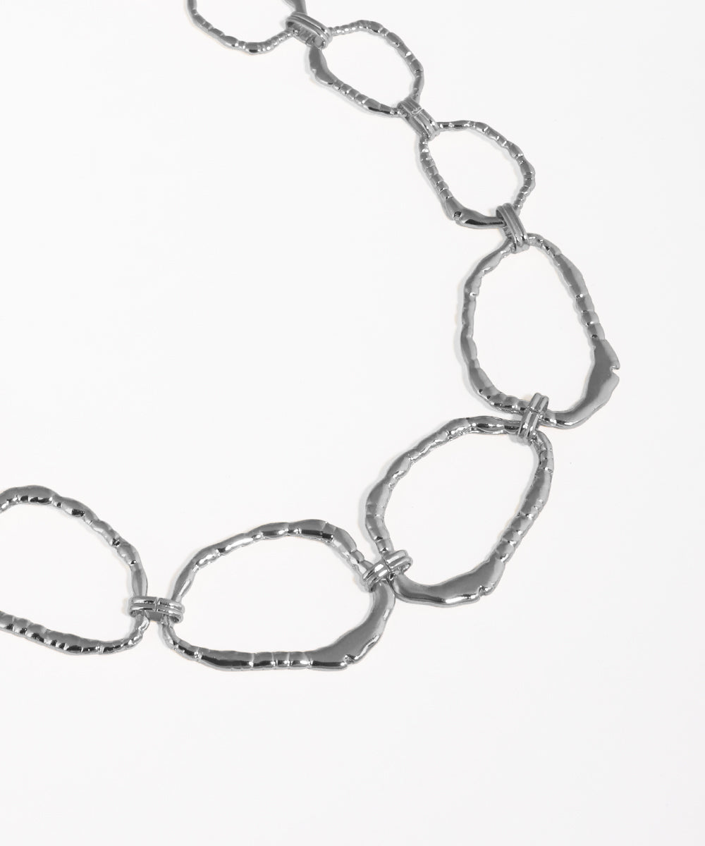 Silver chain necklace on a white background