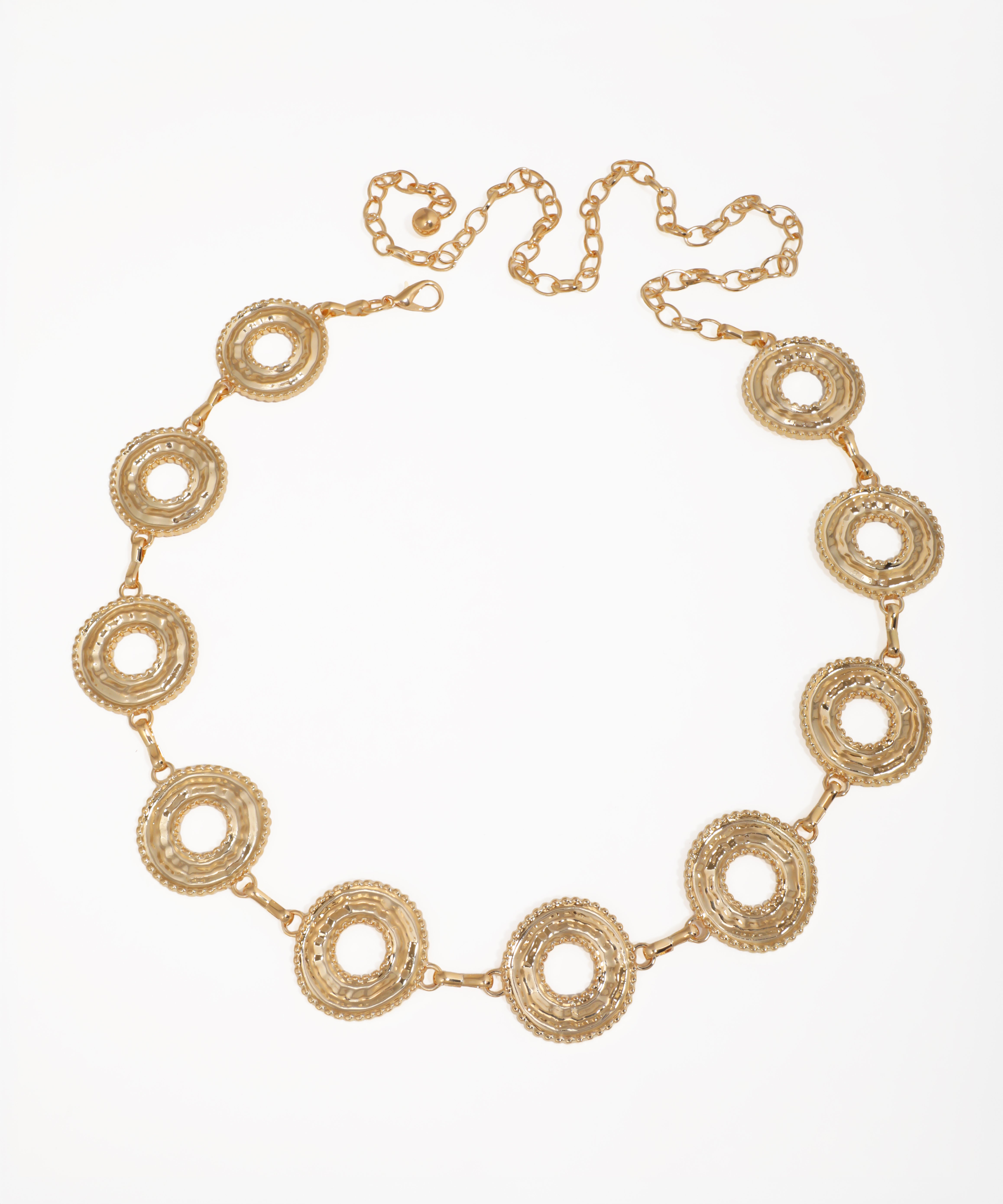 Gold-tone waist chains with textured circular links
