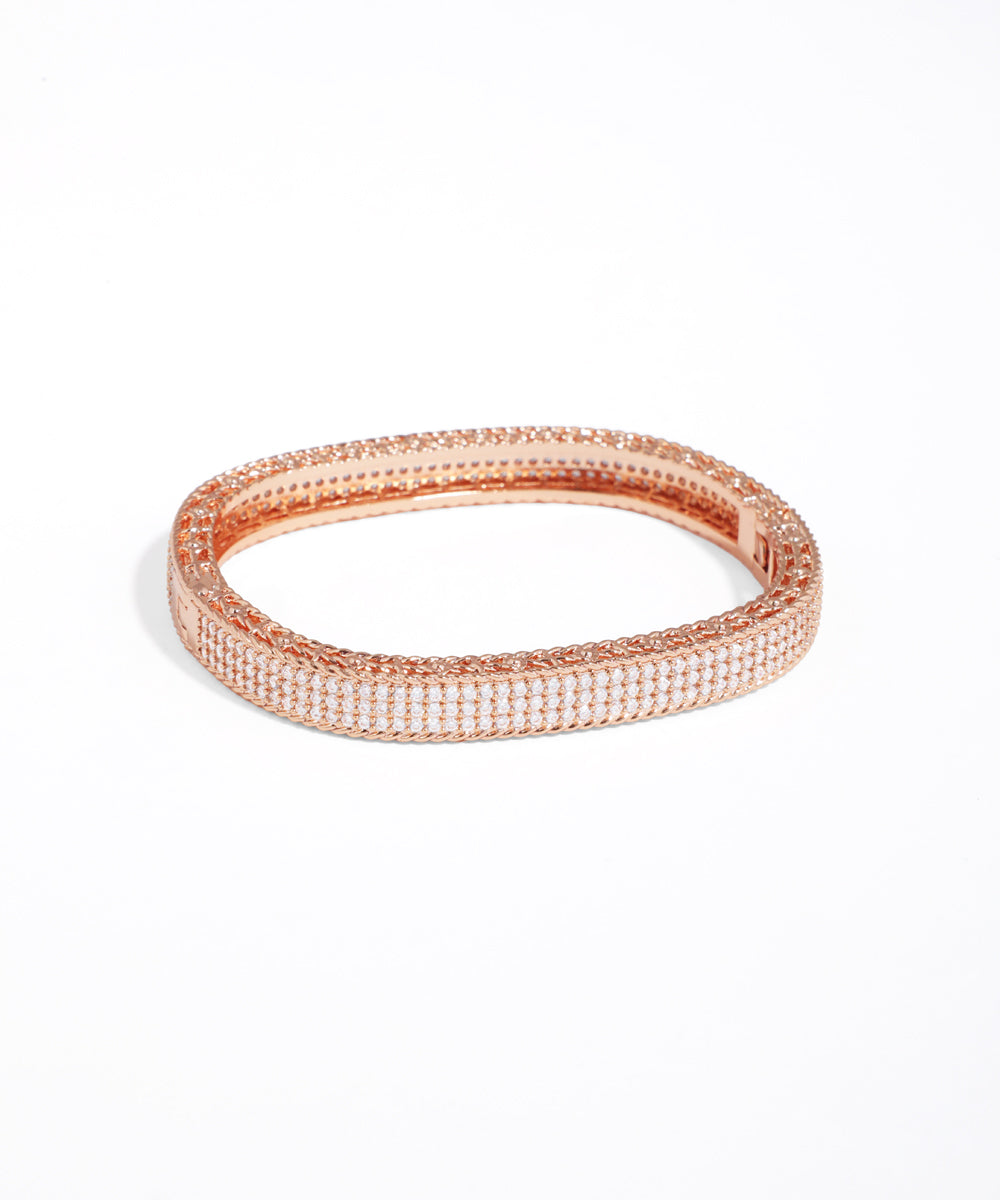 Rose gold bracelet on a white background