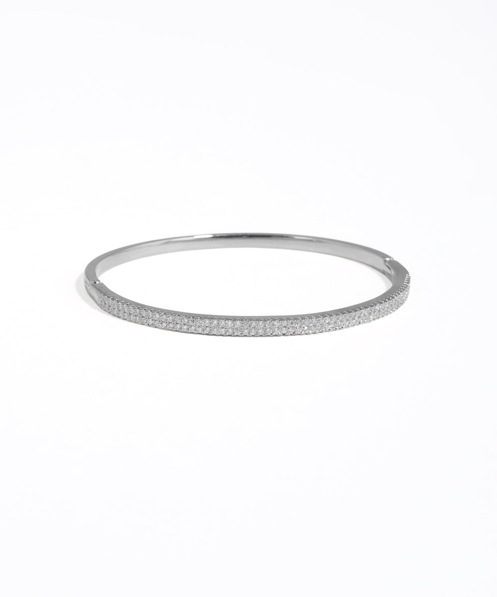 Silver bracelet on a white background