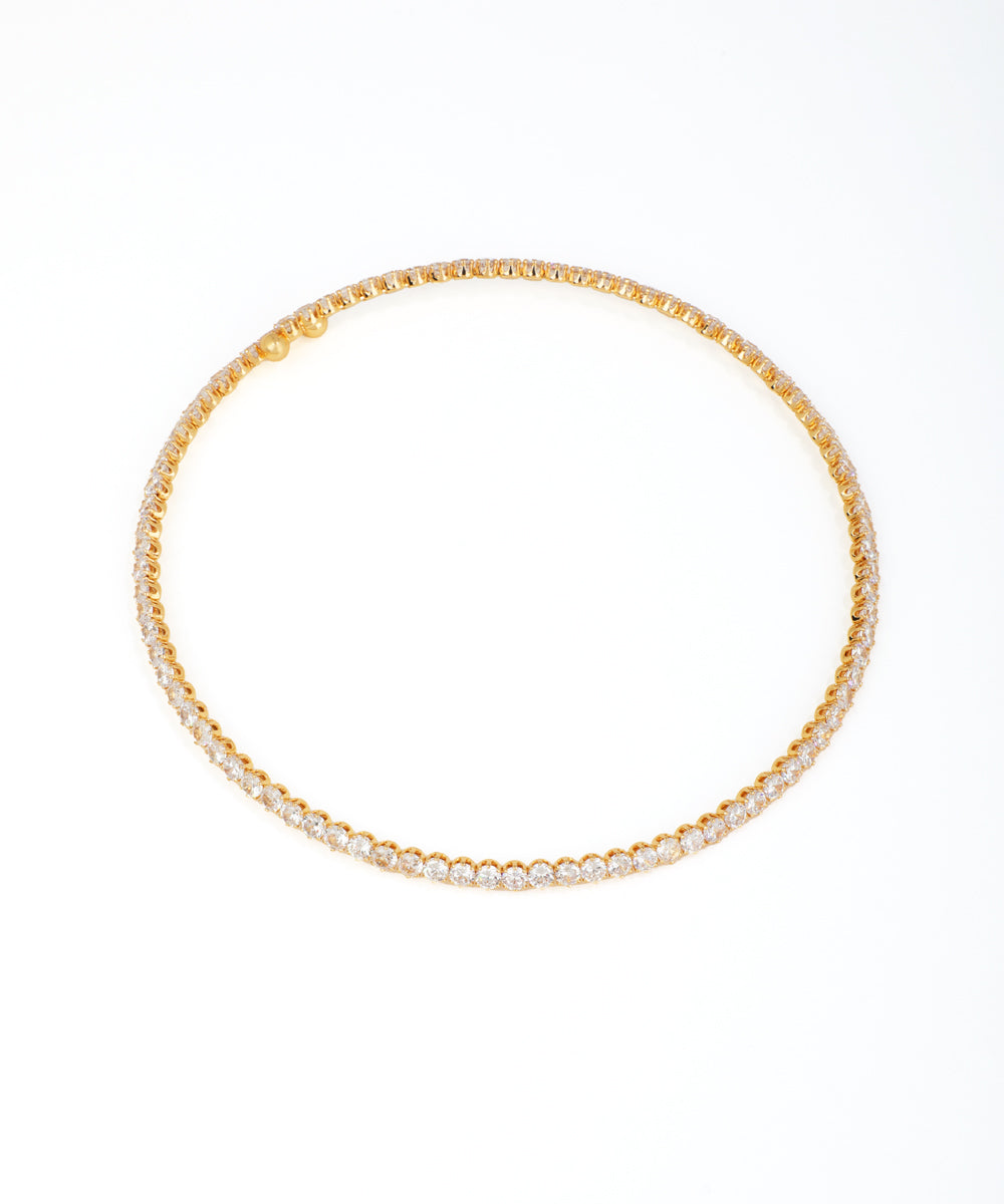 Gold-tone necklace with a continuous line of clear cubic zirconia stones in a sleek setting.