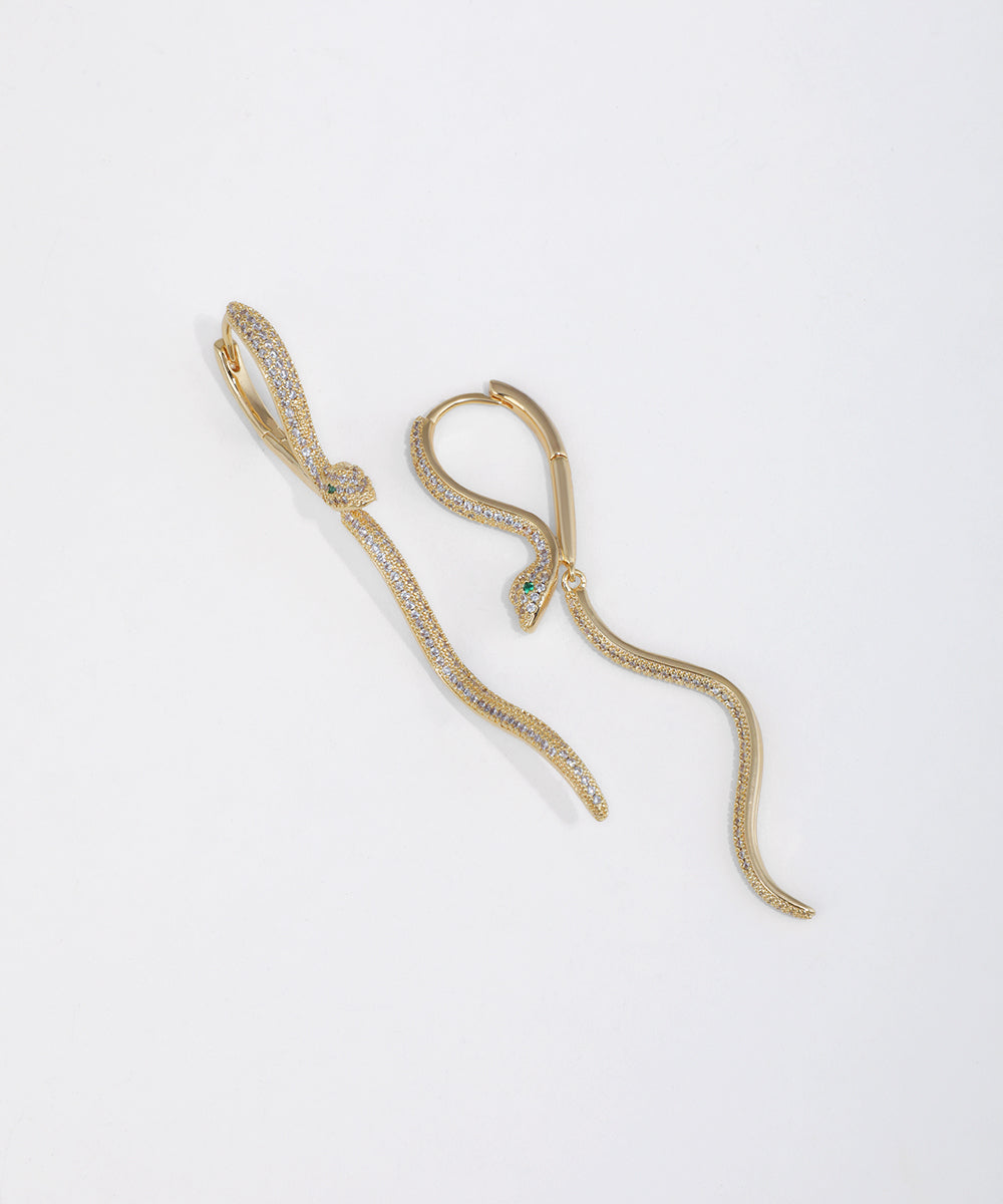Elegant Wavy Serpent Statement Dangle Earrings | Stylika
