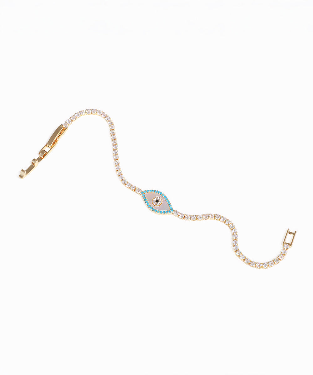Bracelet with a decorative clasp on a white background