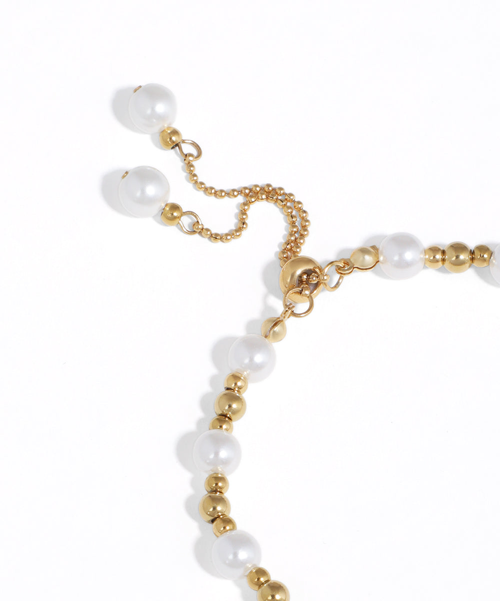 Alternating Pearl Bead Adjustable Chain Bracelet | Stylika