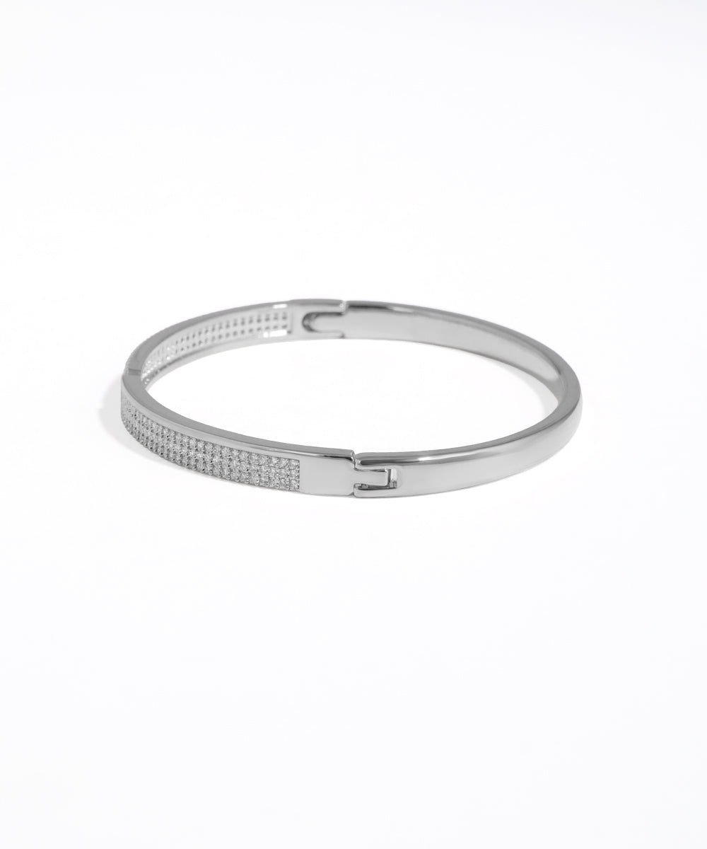 Silver bracelet on a white background