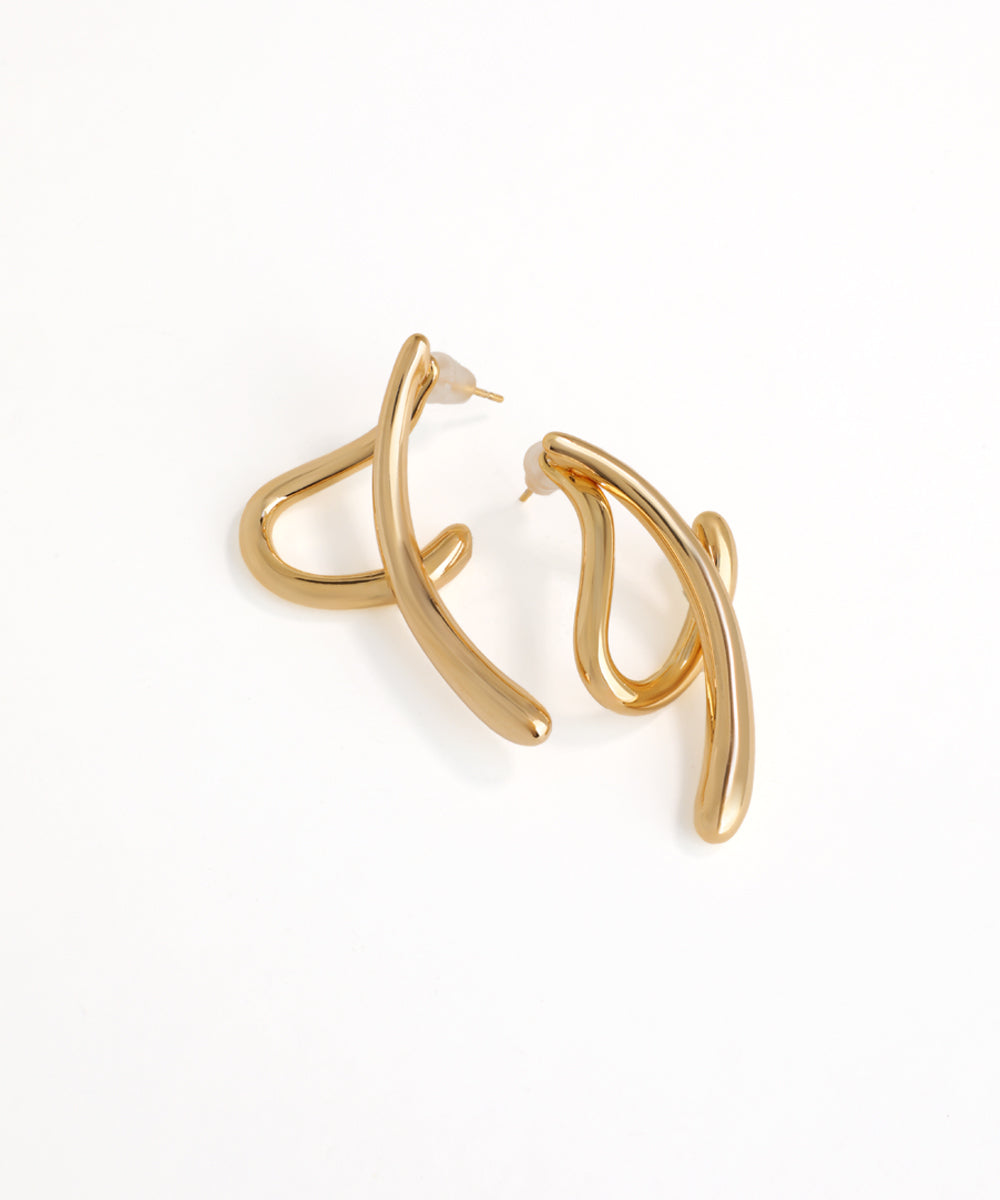 Gold hoop earrings on a white background